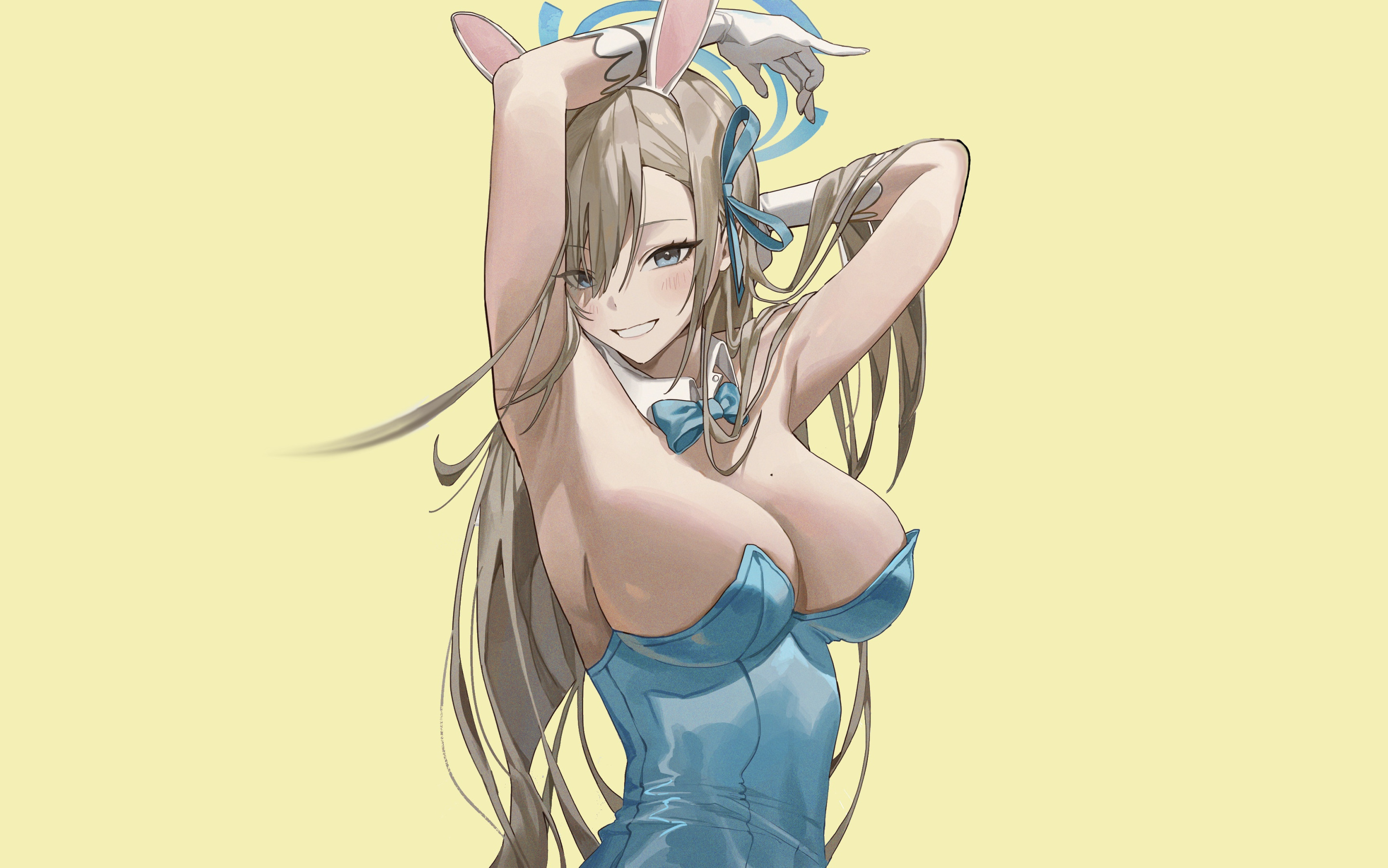 Download wallpaper girl, hot, sexy, boobs, blue, rabbit, anime, pretty, sec...