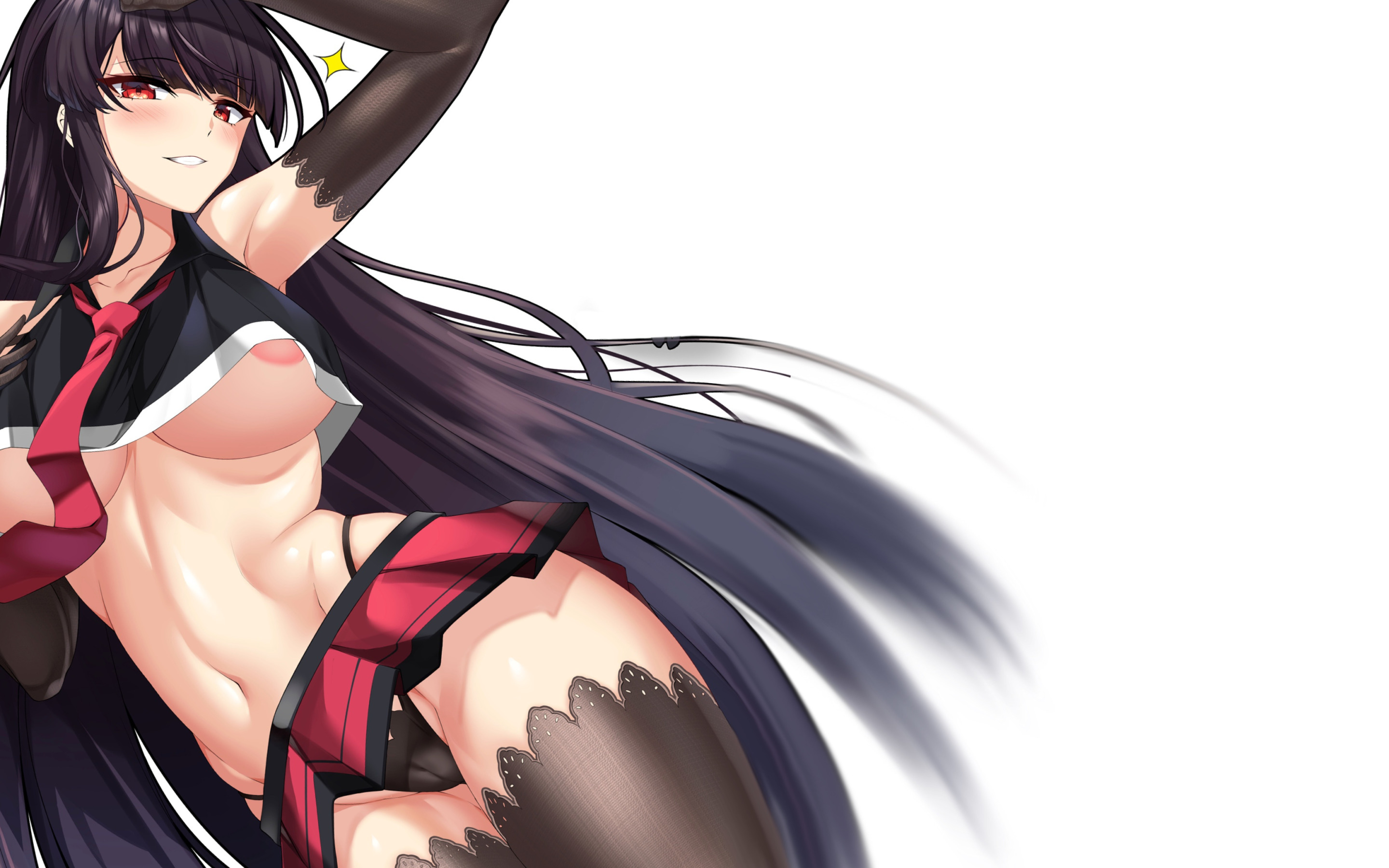 Download wallpaper hot, sexy, boobs, anime, breasts, babe, black hair,  tummy, section shonen in resolution 2880x1800