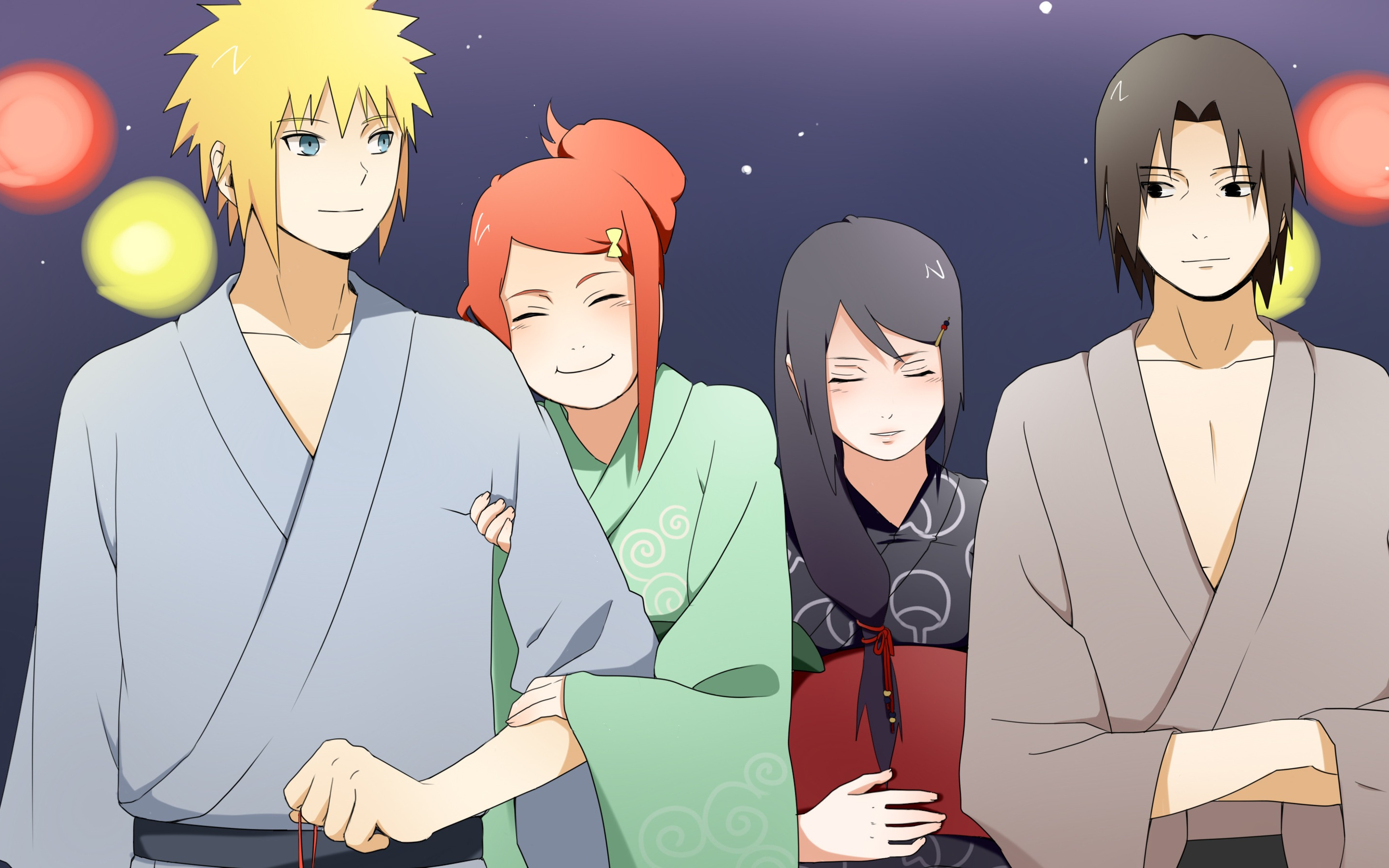 Download wallpaper naruto, art, kimono, minato, kushina, mikoto, fugaku,  section other in resolution 2880x1800