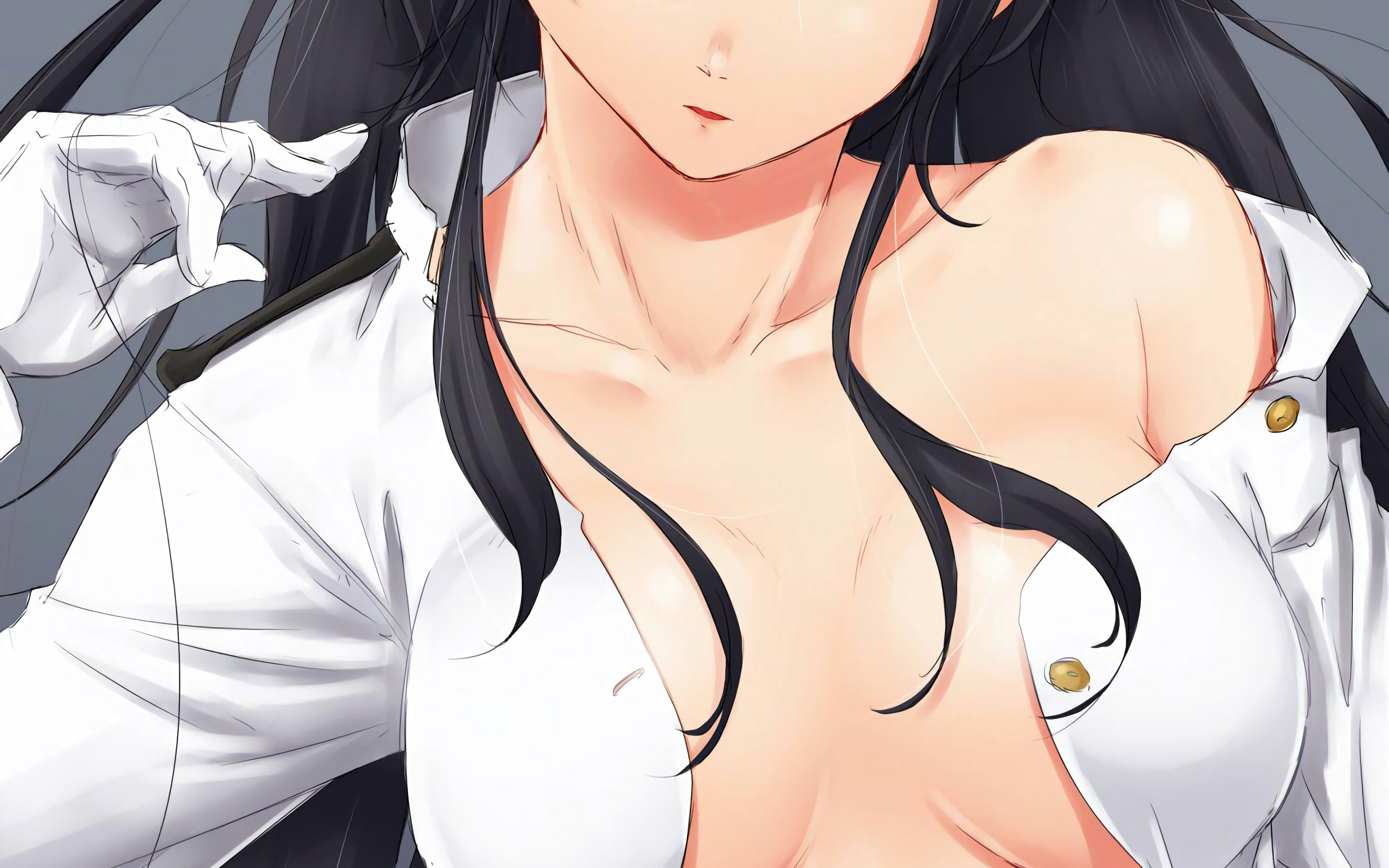 Download wallpaper girl, sexy, long hair, boobs, anime, beautiful, red  eyes, pretty, section seinen in resolution 2880x1800