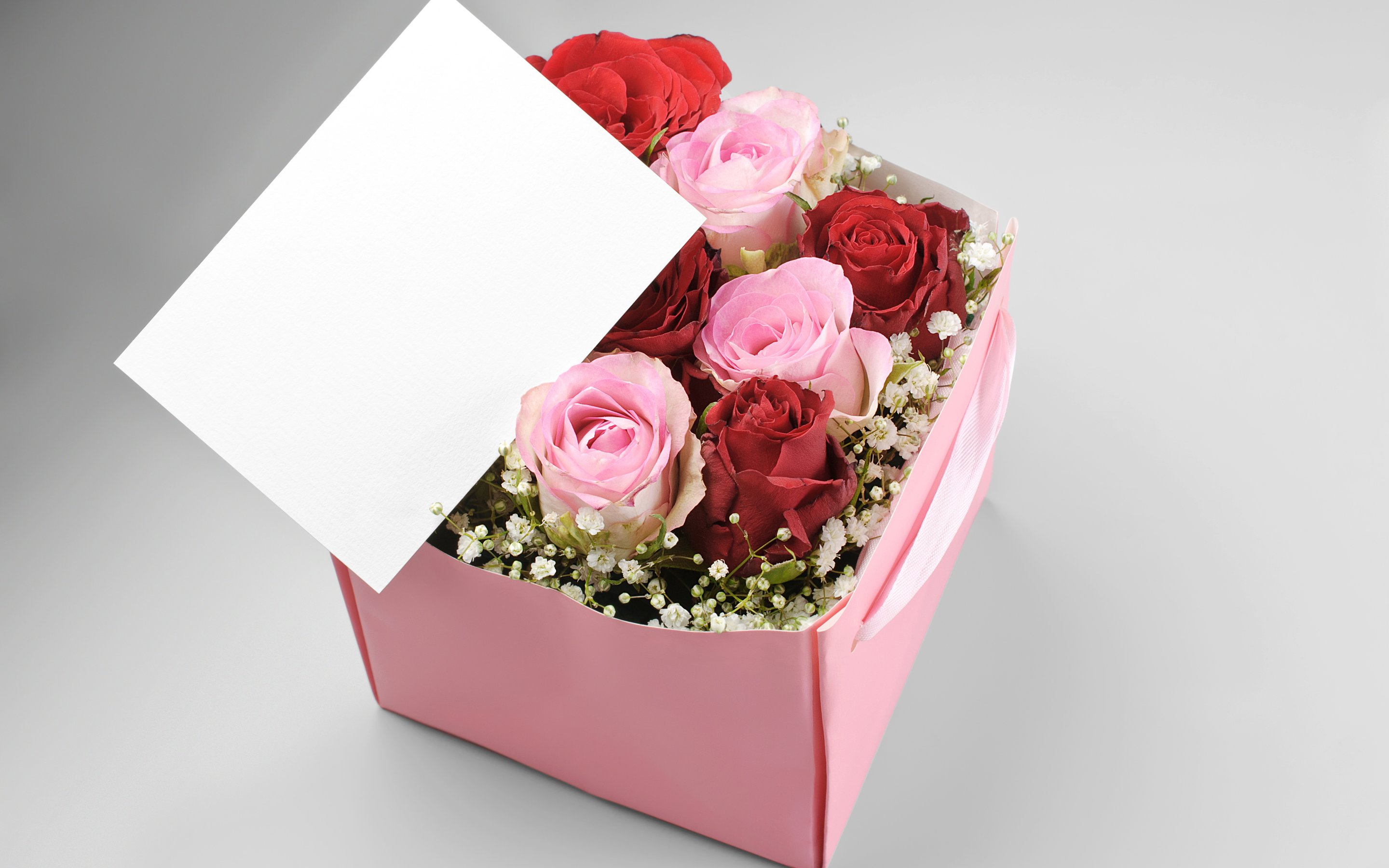 Download wallpaper box, gift, roses, box, roses, template, section ...