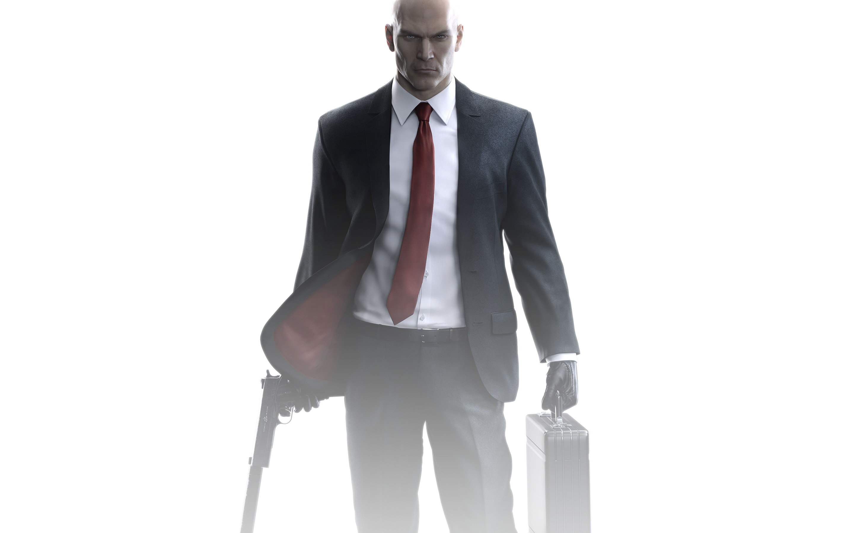 Download Wallpaper Look, Gun, Weapons, Bald, Costume, Tie, Hitman.