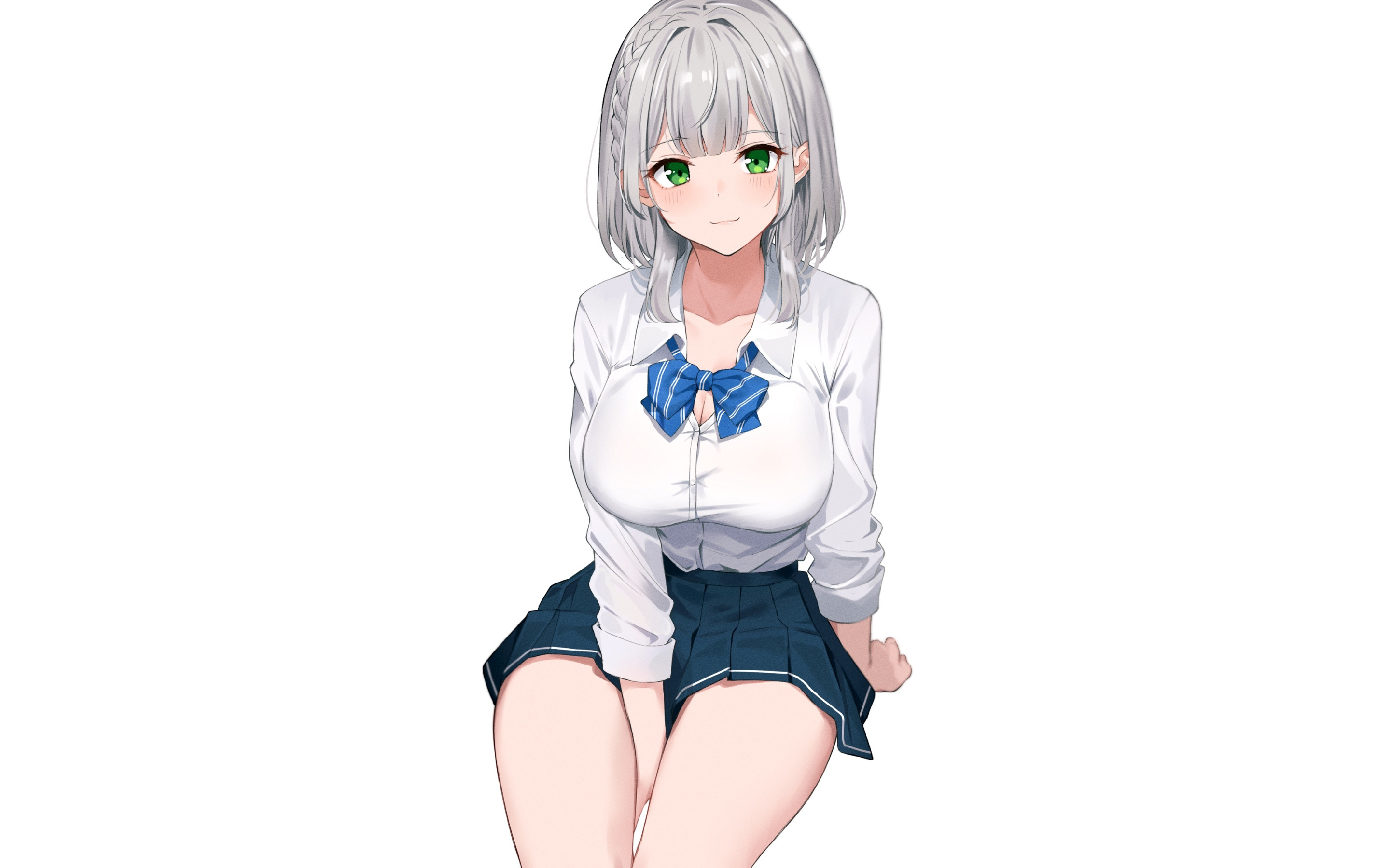 Download wallpaper girl, hot, sexy, smile, anime, short hair, pretty, big  boobs, section seinen in resolution 2880x1800