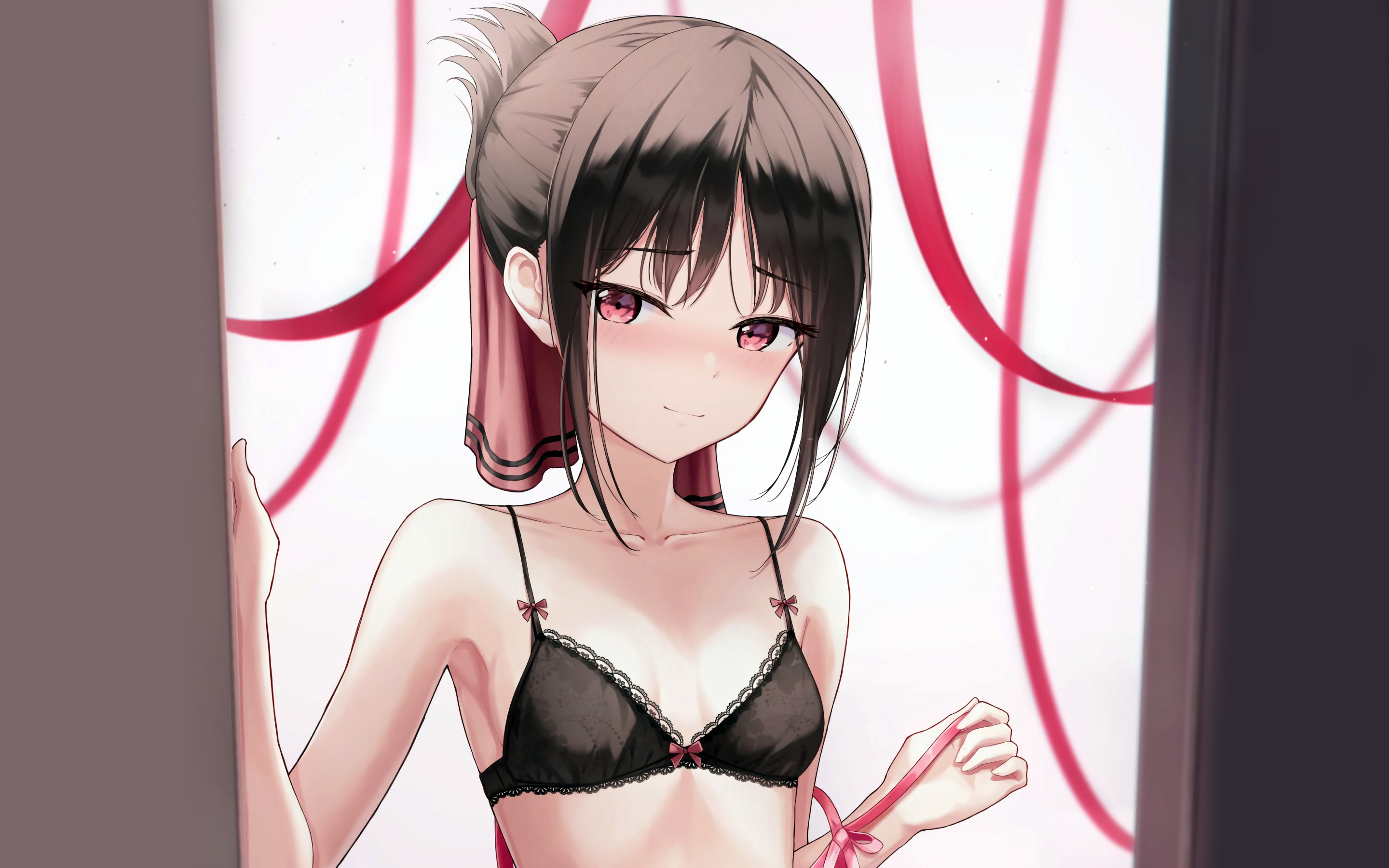 Download wallpaper girl, sexy, lingerie, bra, cleavage, boobs, anime,  beautiful, section seinen in resolution 2880x1800