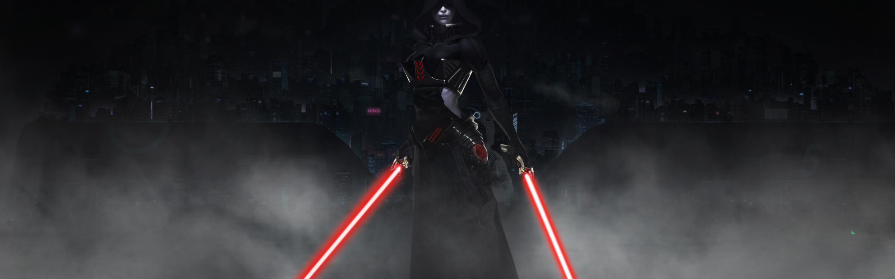 Download Wallpaper Fog, Star Wars, Dark Side, Fantasy, Lightsaber, Art 