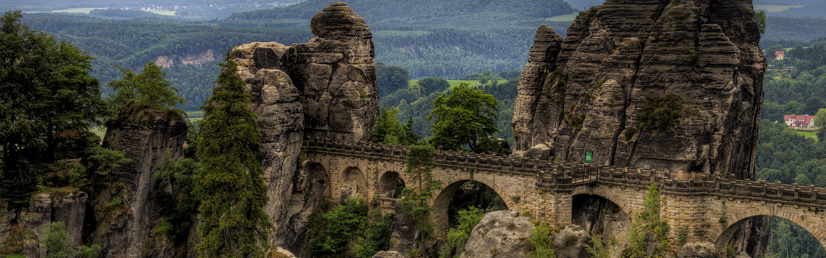 Germany Rocks Picture Download wallpaper forest, mountains, bridge, rocks, Germany, national ...