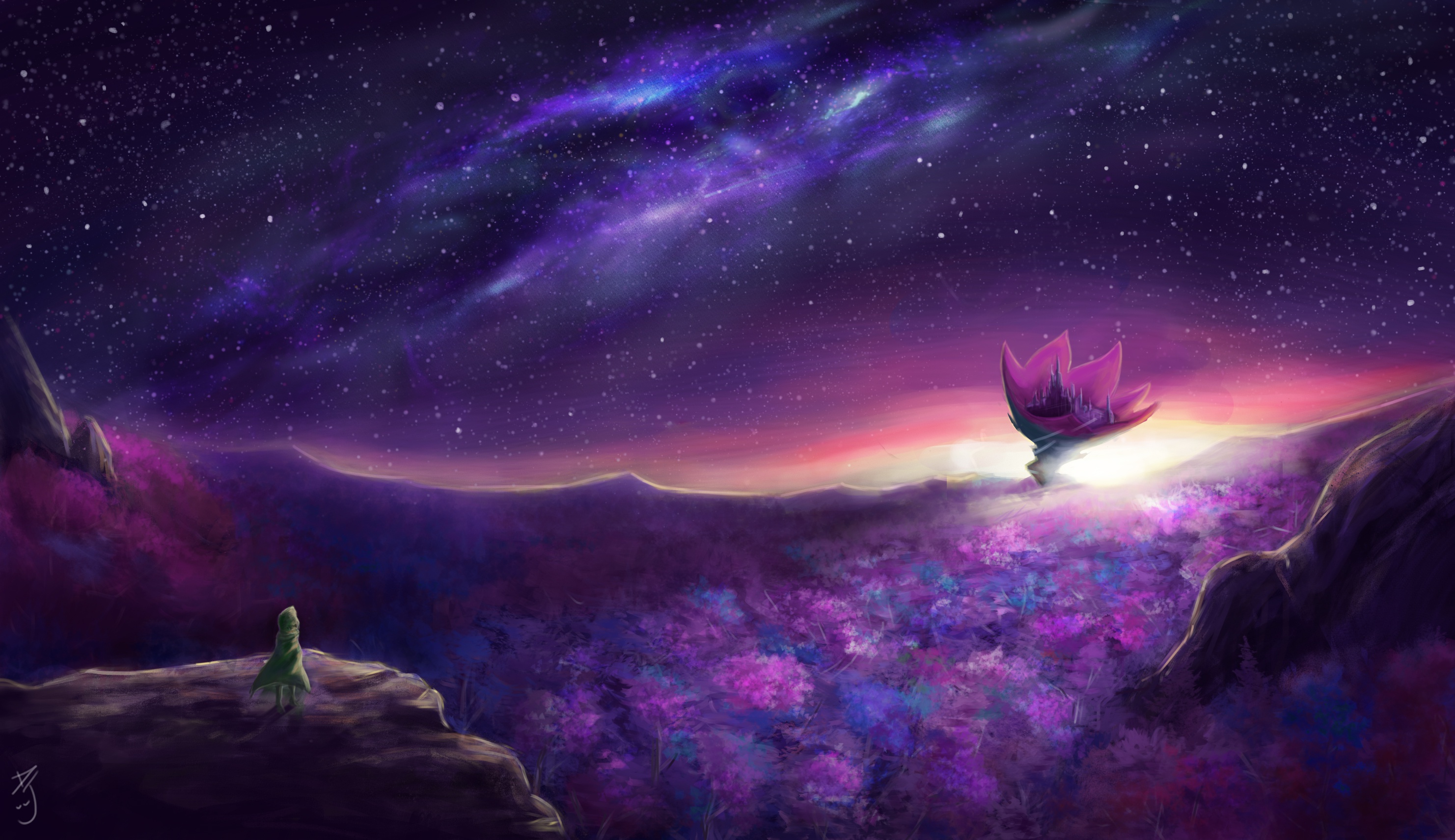 Как попасть мир снов. Фиолетовый фэнтези. Фантастическое ночное небо. Фиолетовый мир. Волшебное небо.