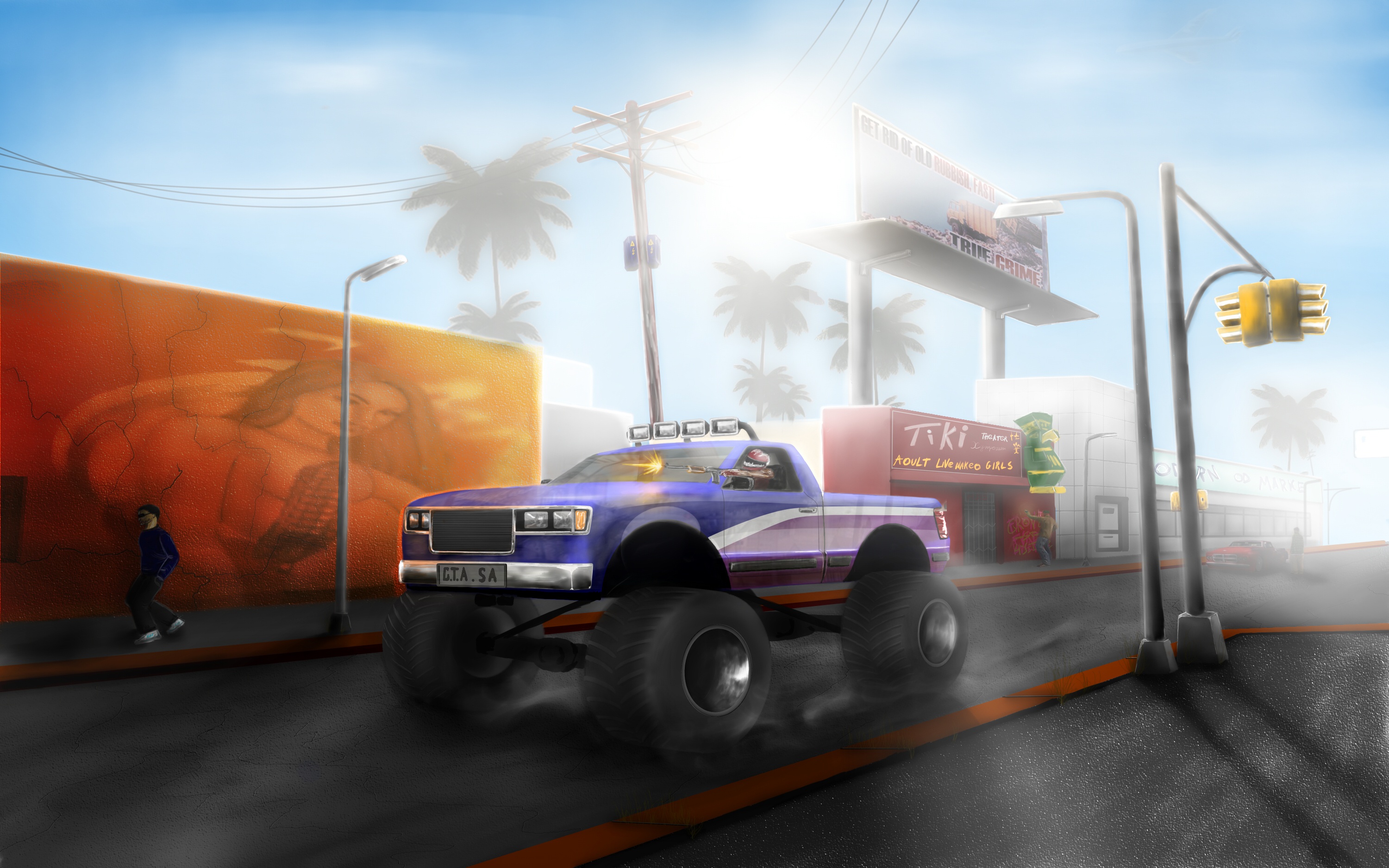 Wallpaper monster, car, gta san andreas, Los Santos for mobile and desktop,  section игры, resolution 3000x1875 - download