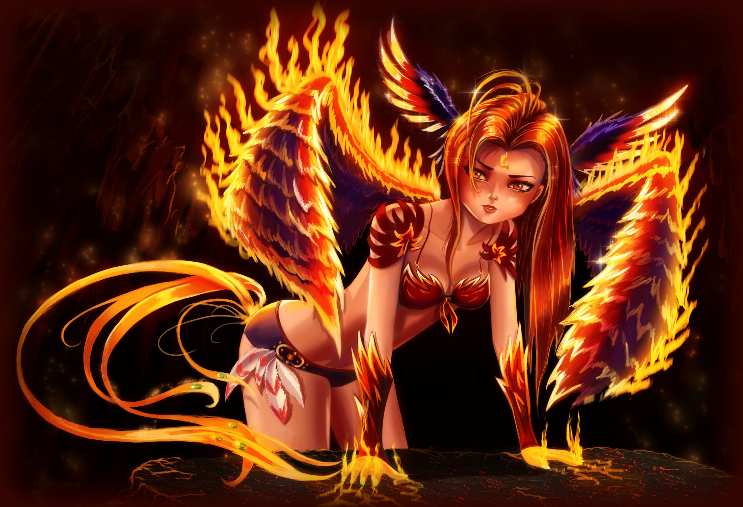 GoodFon.com - Free Wallpapers, download. girl, <b>Phoenix</b>, the Firebird, wings...