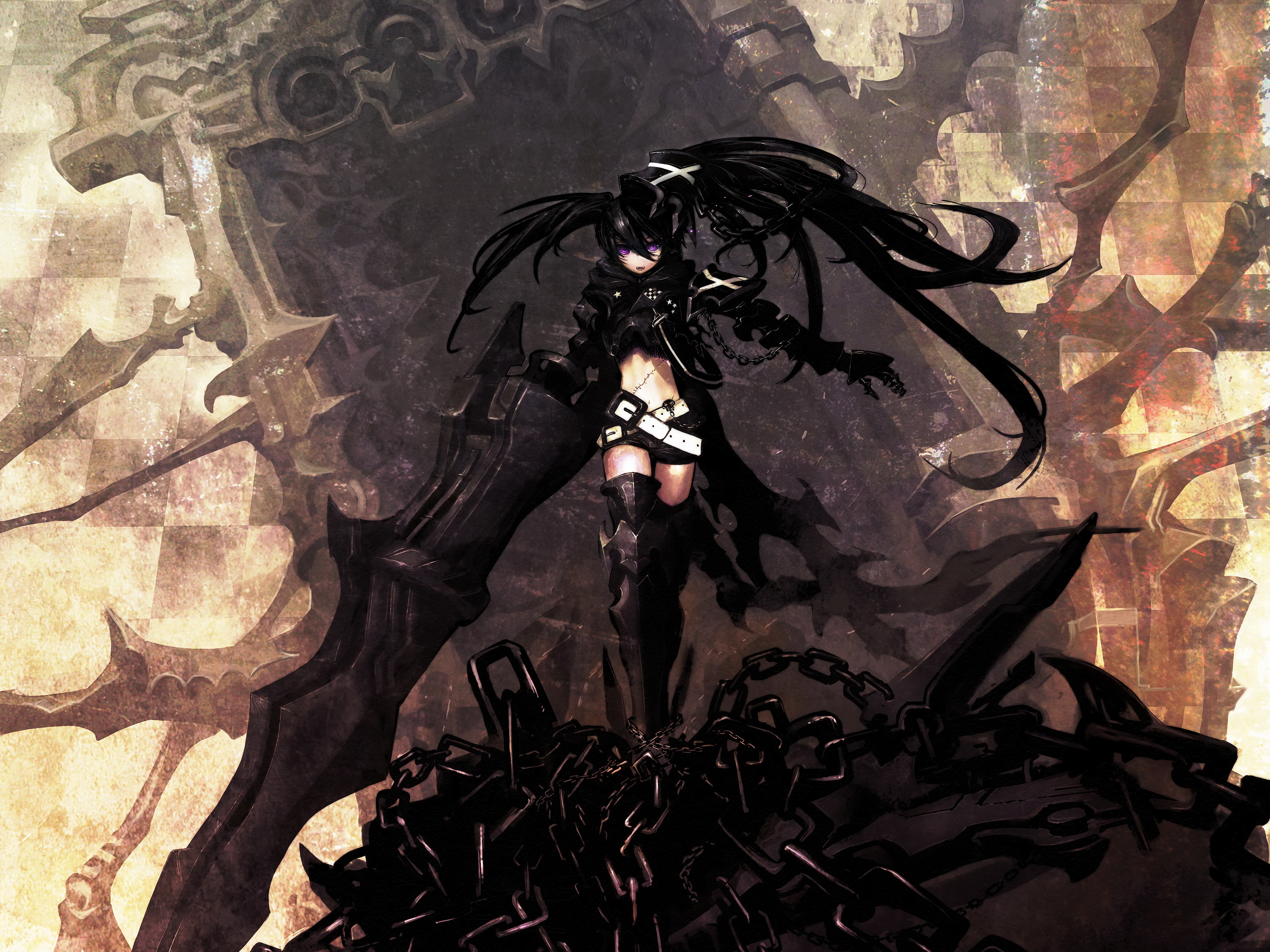 Wallpaper Sword, Blask as Death, Black Rock Shooter for mobile and desktop,  section сэйнэн, resolution 3000x2250 - download