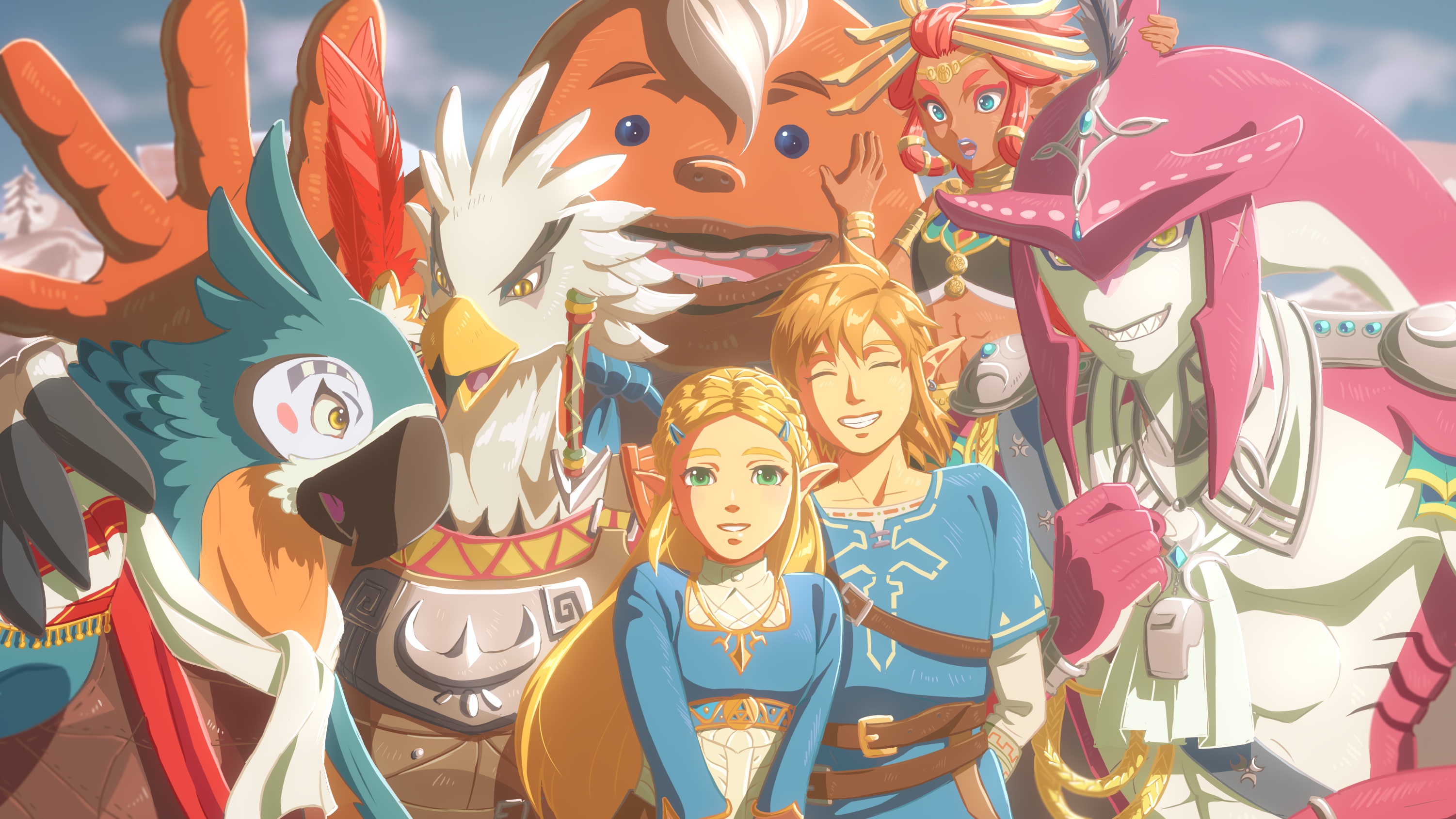 Wallpaper Link, Zelda, The Legend of Zelda: Breath of the Wild, Revali, Paya,  Urbosa, Mipha, Purah for mobile and desktop, section игры, resolution  3003x1689 - download