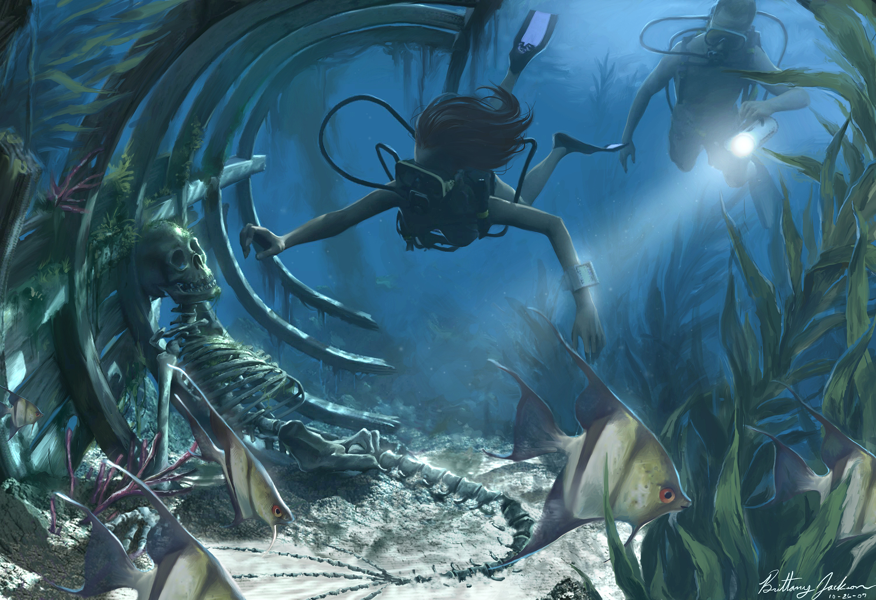 Адские ныряльщики. Подводный мир. Фантастический подводный мир. Подводный мир фэнтези. Подводный мир океана.