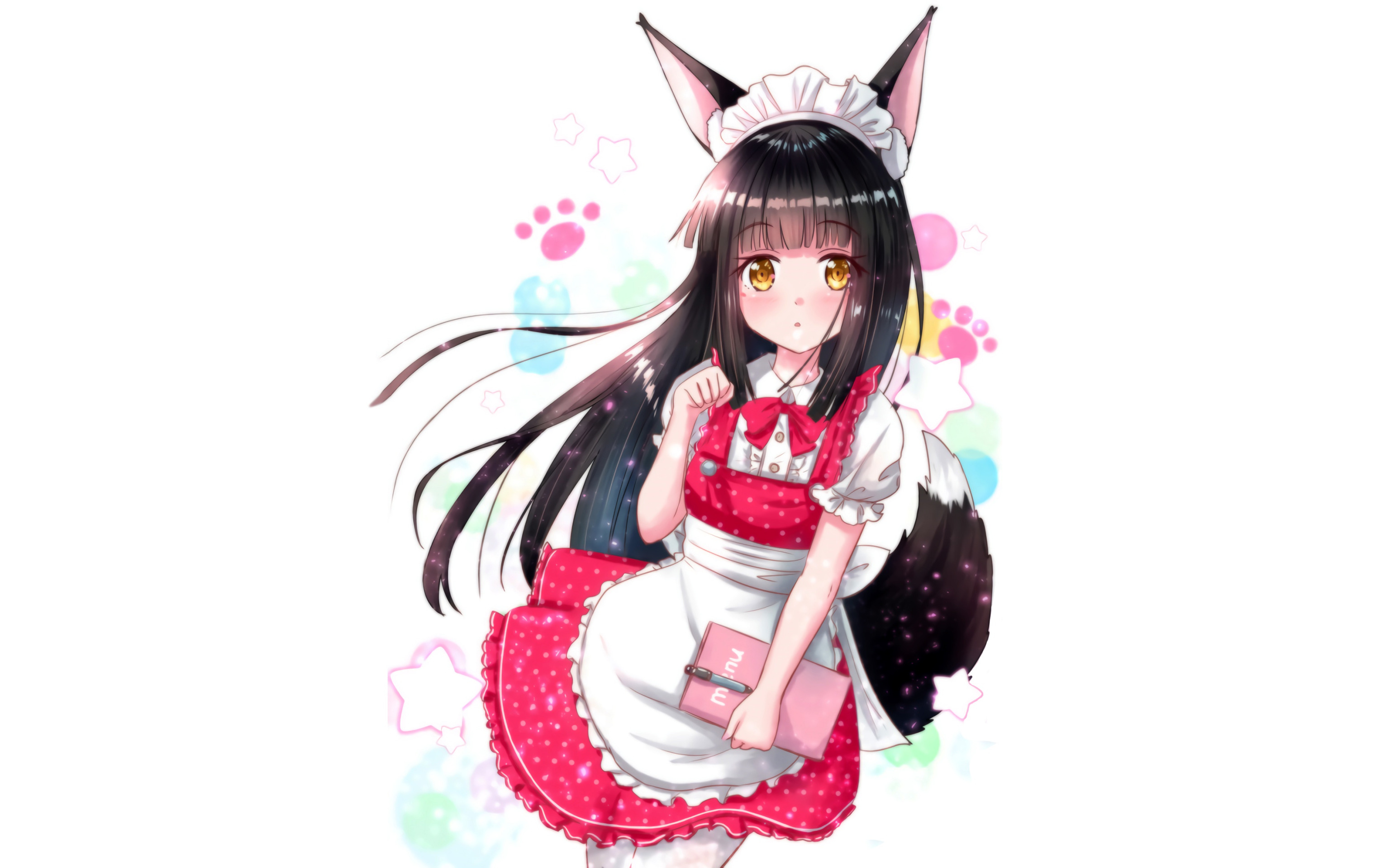 Download Wallpaper Girl, Long Hair, Dress, Animal Ears, Anime 