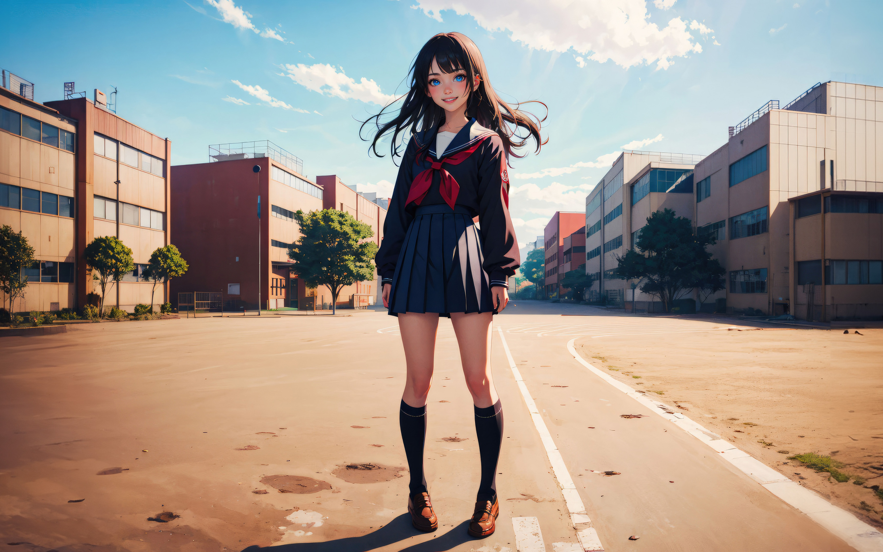 Download Wallpaper City, The City, Smile, Street, Home, Positive, Anime 