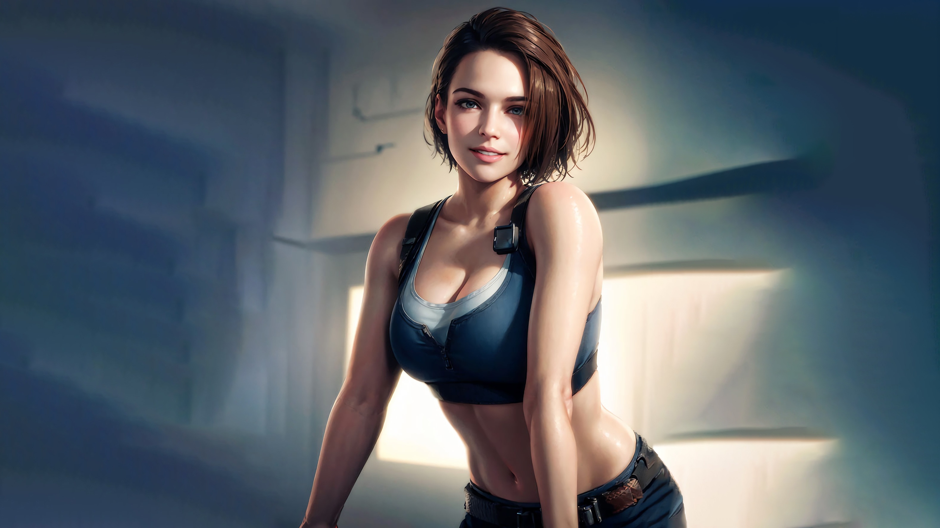 Wallpaper Jill Valentine, cleavege, Residen Evil 3, AI art, Residen Evil 3  Remake for mobile and desktop, section ии арт, resolution 3158x1776 -  download