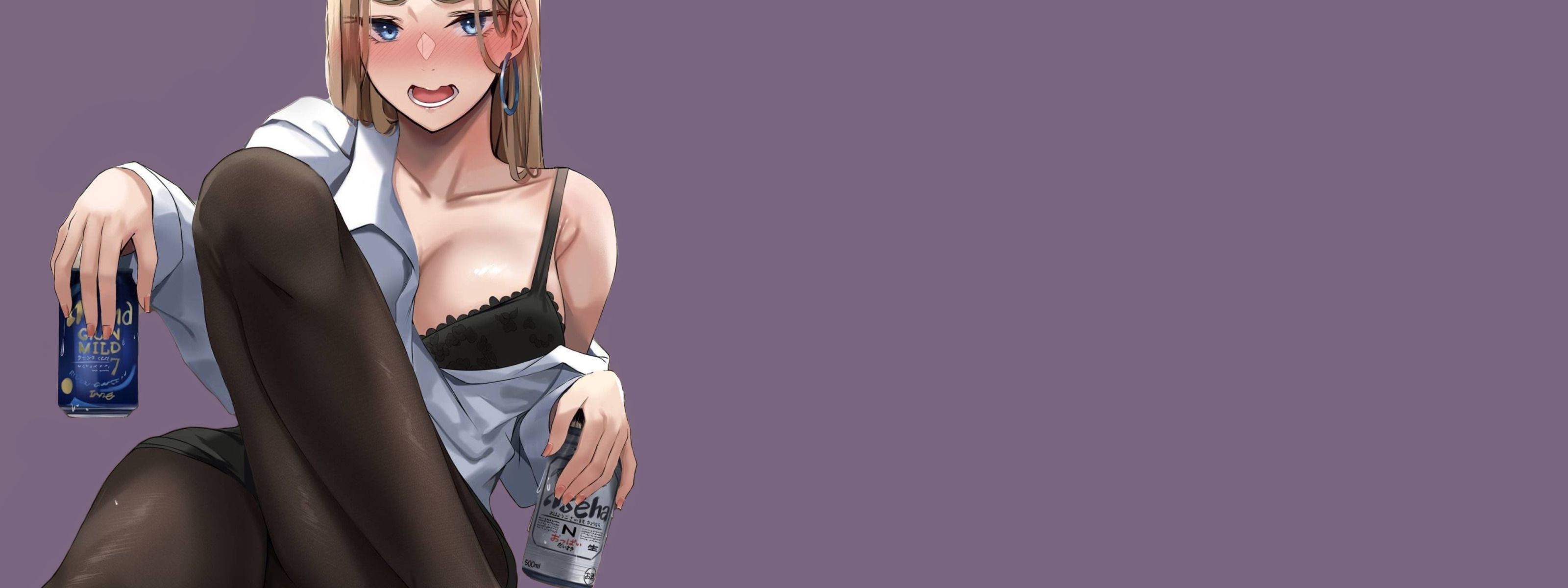 Download wallpaper red, girl, sexy, bra, Anime, boobs, pretty, blonde,  section seinen in resolution 3200x1200