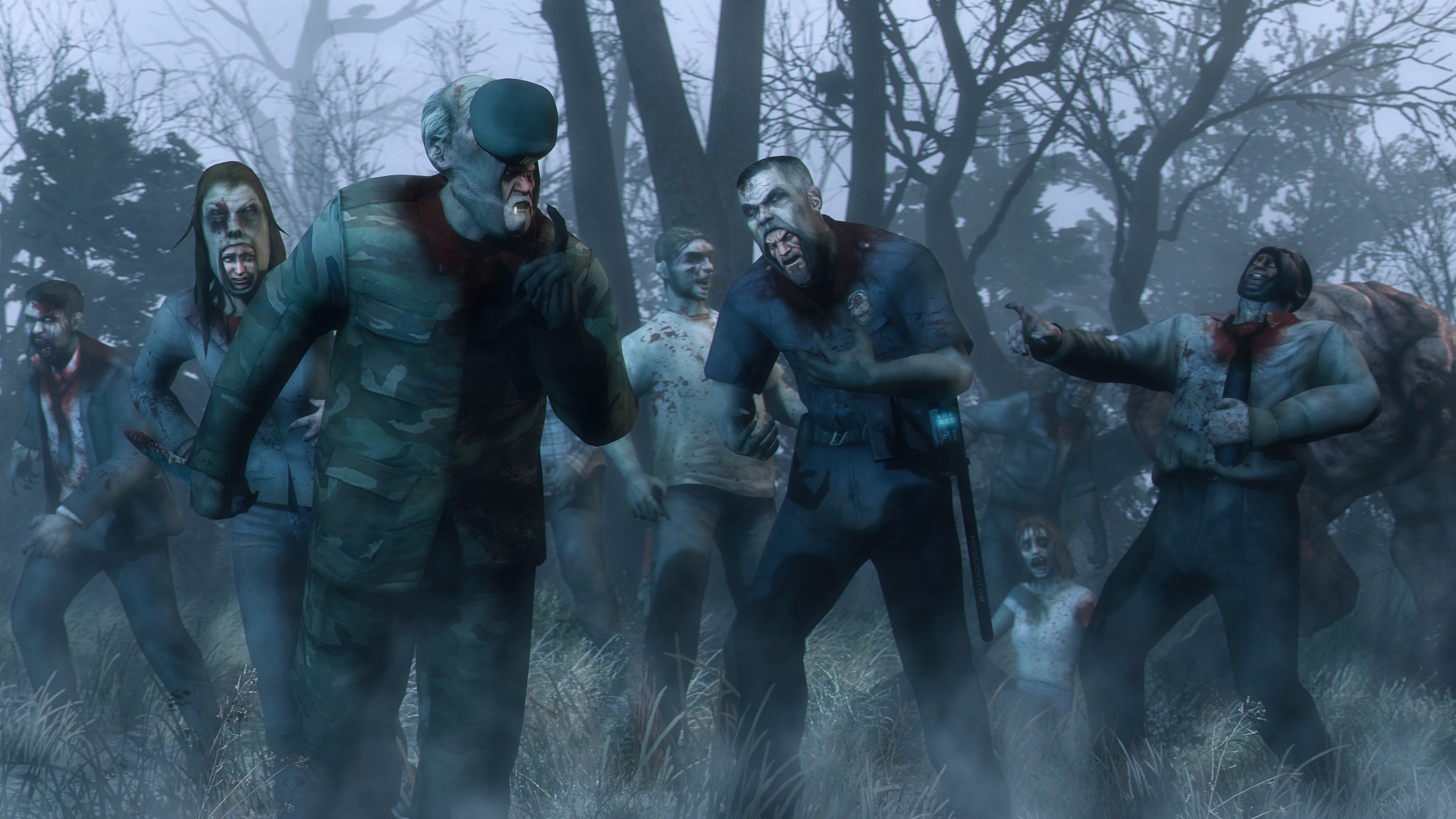 Download wallpaper costume, zombies, disguise, Francis, Zoey, valve, joke, left  4 dead, section games in resolution 3200x1800