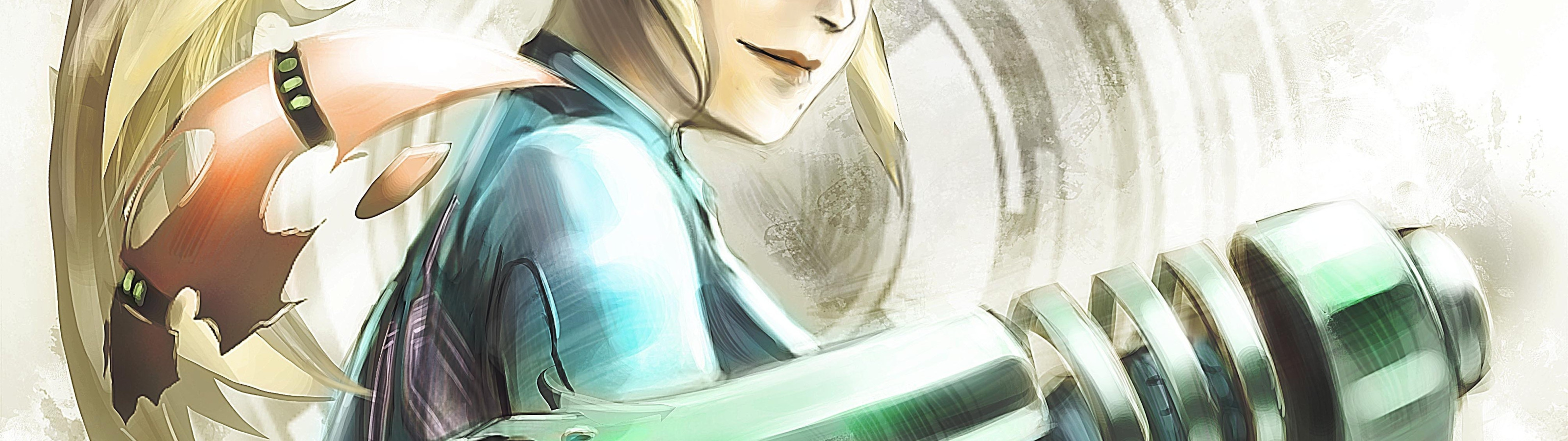 Download wallpaper girl, weapons, art, ponytail, Metroid, Samus ...