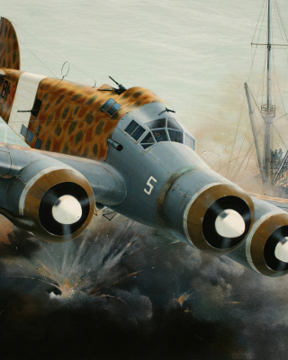 Download wallpaper bomber, art, airplane, aviation, ww2, Savoy ...