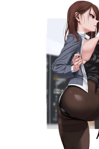 Download wallpaper girl, hot, sexy, boobs, woman, anime, stockings, breasts,  section seinen in resolution 320x480