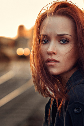 Download wallpaper portrait, redhead, sunlight, George Chernyadev ...