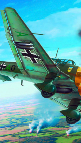 Download wallpaper war, art, airplane, painting, aviation, ww2, Junkers ...