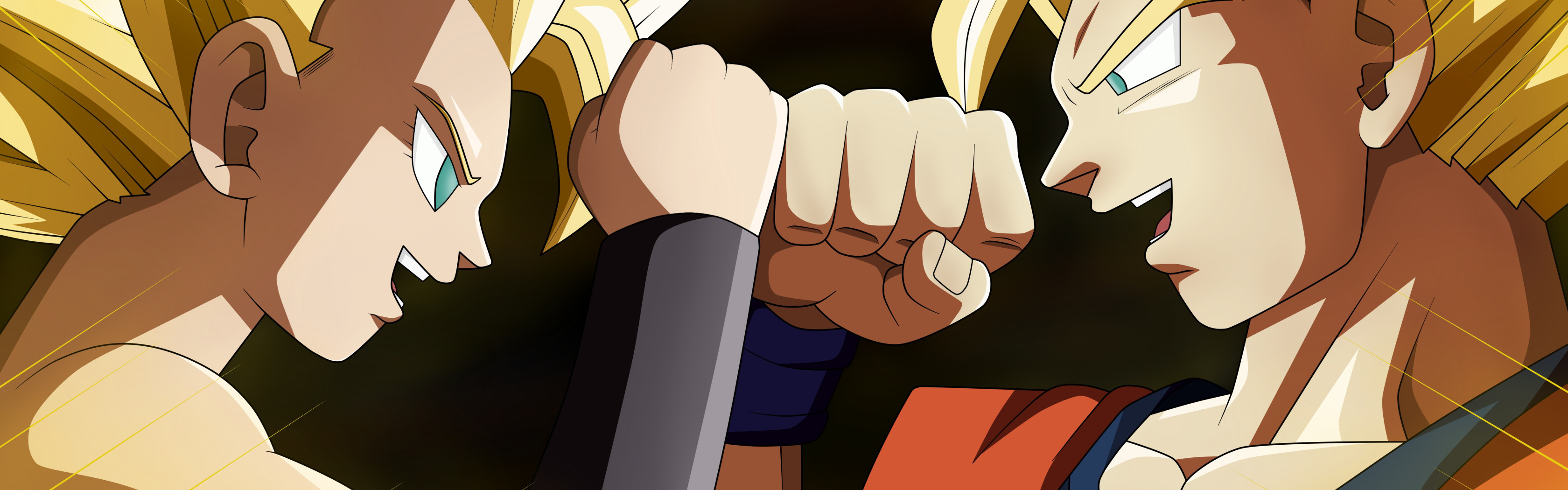 Download wallpaper DBS, game, alien, anime, manga, Son Goku, powerful,  Dragon Ball, section shonen in resolution 3360x1050