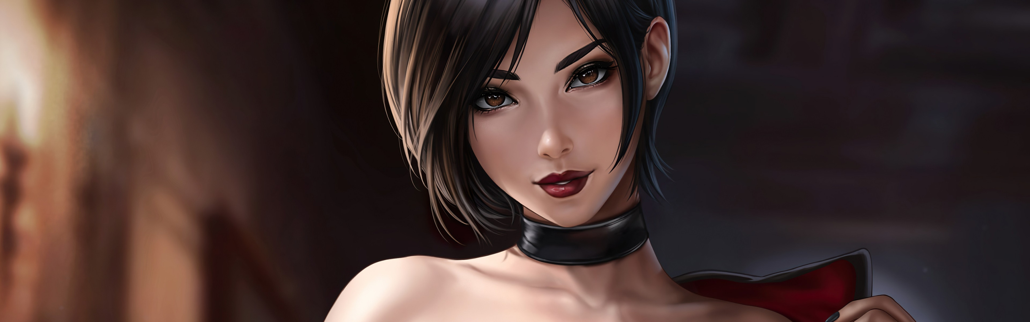 Download wallpaper girl, art, erotic, fantasy art, ada wong, residen evil,  digital Art, section girls in resolution 3360x1050