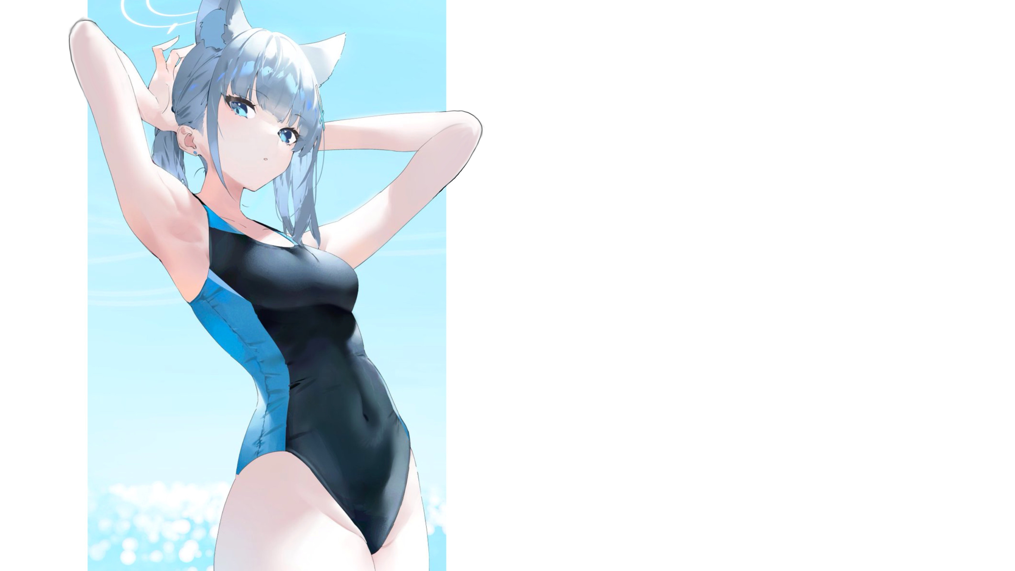 Download wallpaper kawaii, girl, sexy, wet, anime, water, seaside,  swimsuit, section seinen in resolution 3415x1922