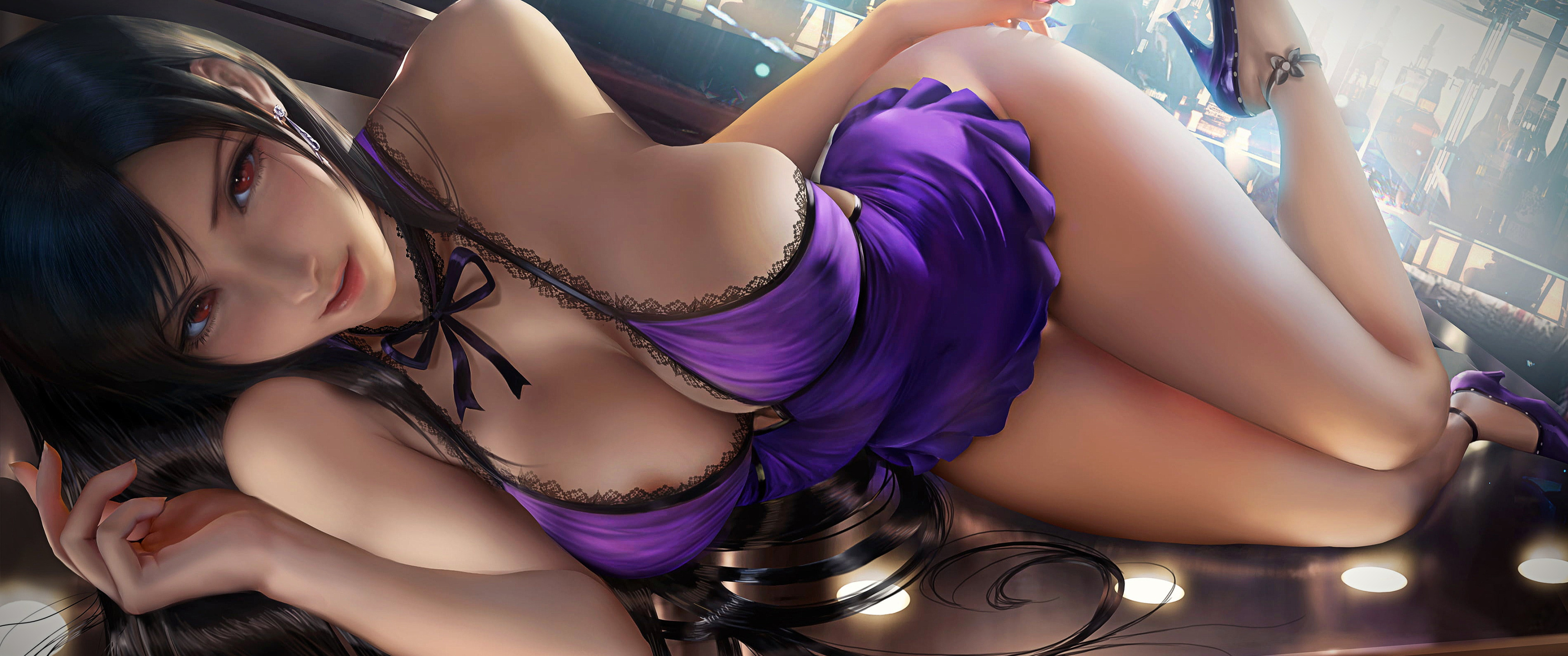 Download wallpaper girl, game, final fantasy, video game, console, Tifa  Lockhart, virtual, section seinen in resolution 3440x1440