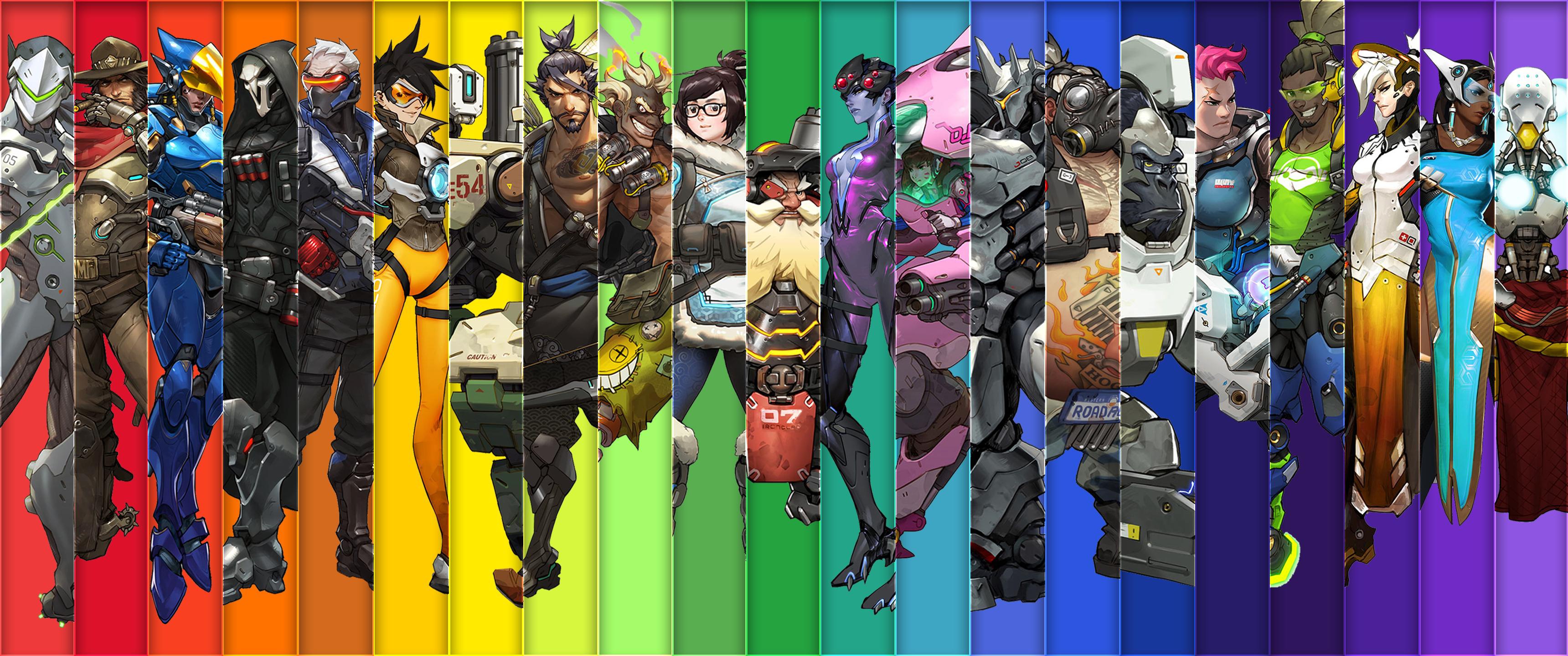 Wallpaper Blizzard Entertainment, Reaper, Hanzo, Mei, Bastion, Overwatch,  Tracer, Widowmaker for mobile and desktop, section игры, resolution  3440x1440 - download