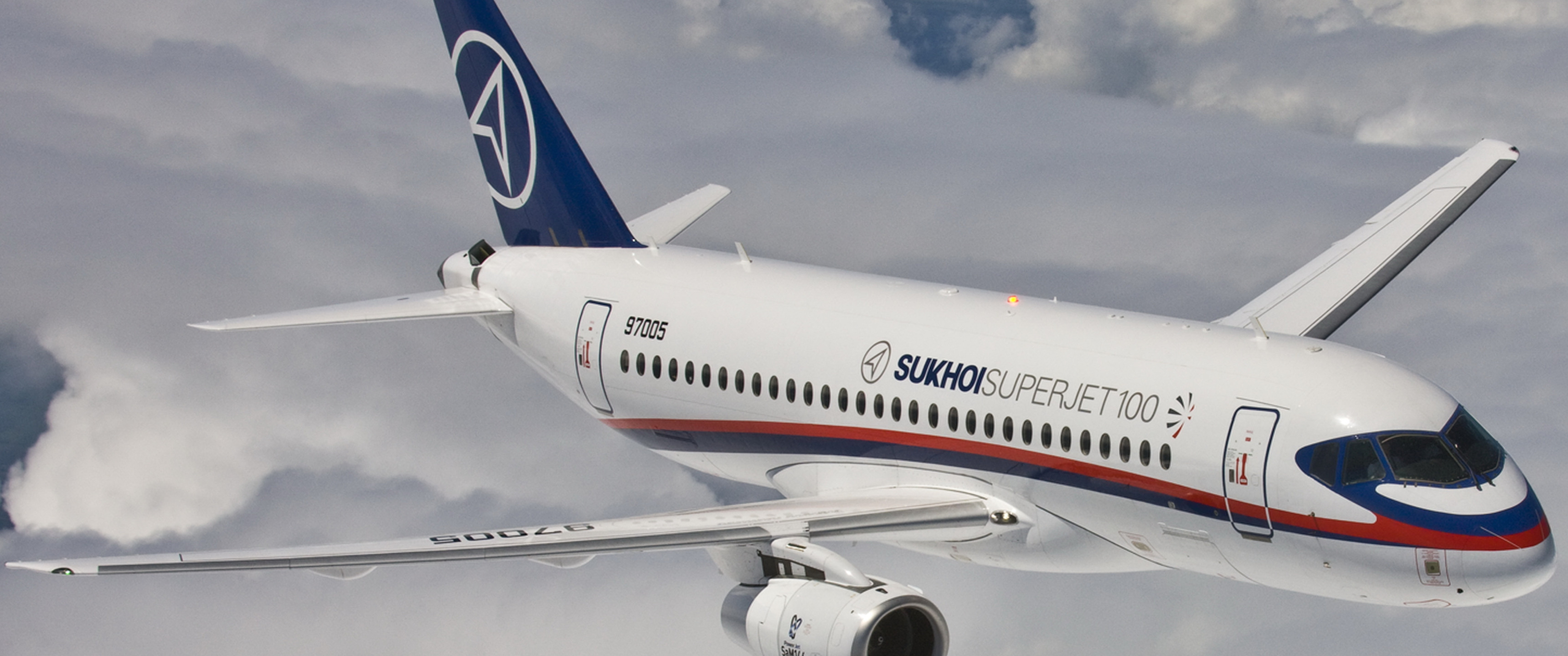 Download wallpaper flight, the plane, passenger, Sukhoi Superjet 100 ...