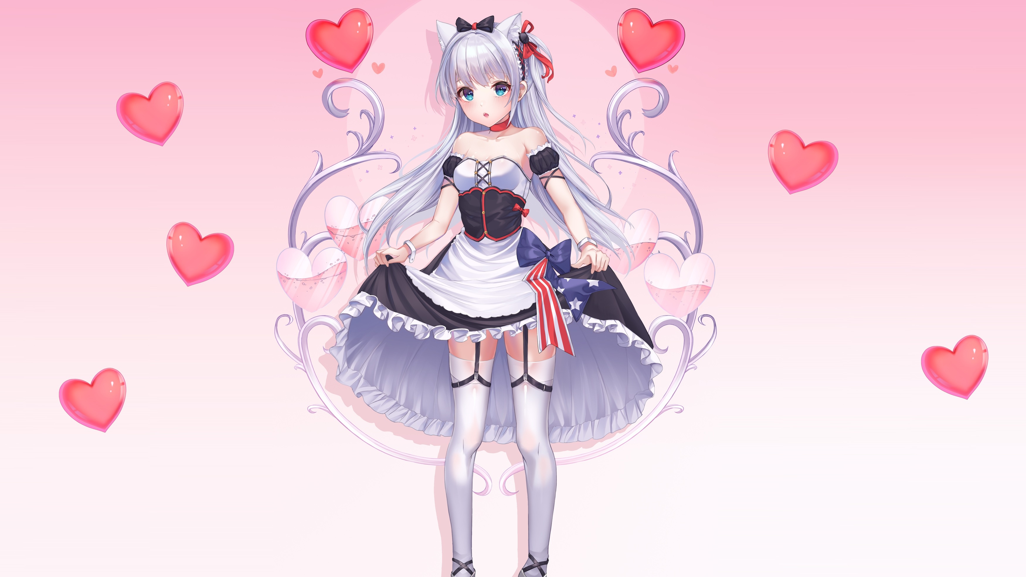 Wallpaper girl, balls, hearts, neko, azur lane, hammann, foka (beginner)  for mobile and desktop, section сёнэн, resolution 3500x1968 - download