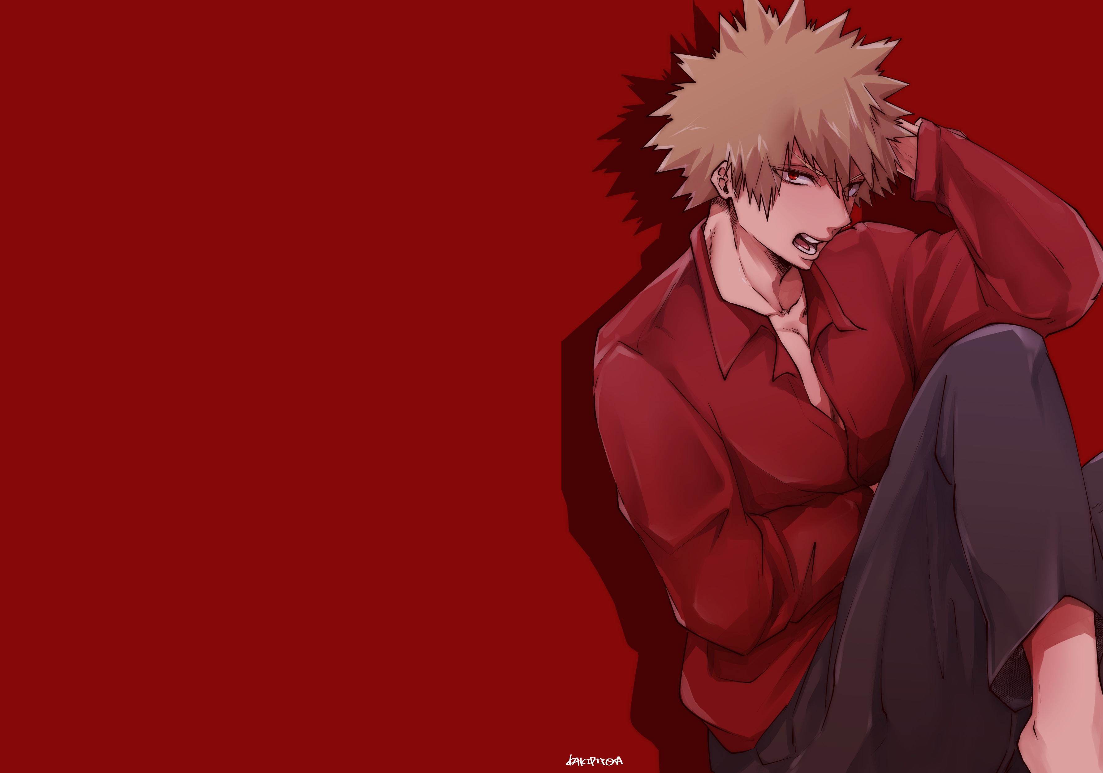 Download wallpaper background, costume, guy, blonde, red, My Hero Academia,  Boku No Hero Academy, My Hero Academy, section shonen in resolution  3564x2500