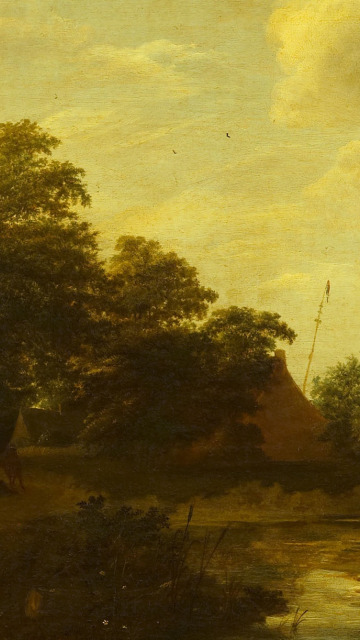 Download Wallpaper Picture Oil Landscape With A Farm Jan Vermeer Van Haarlem The Elder