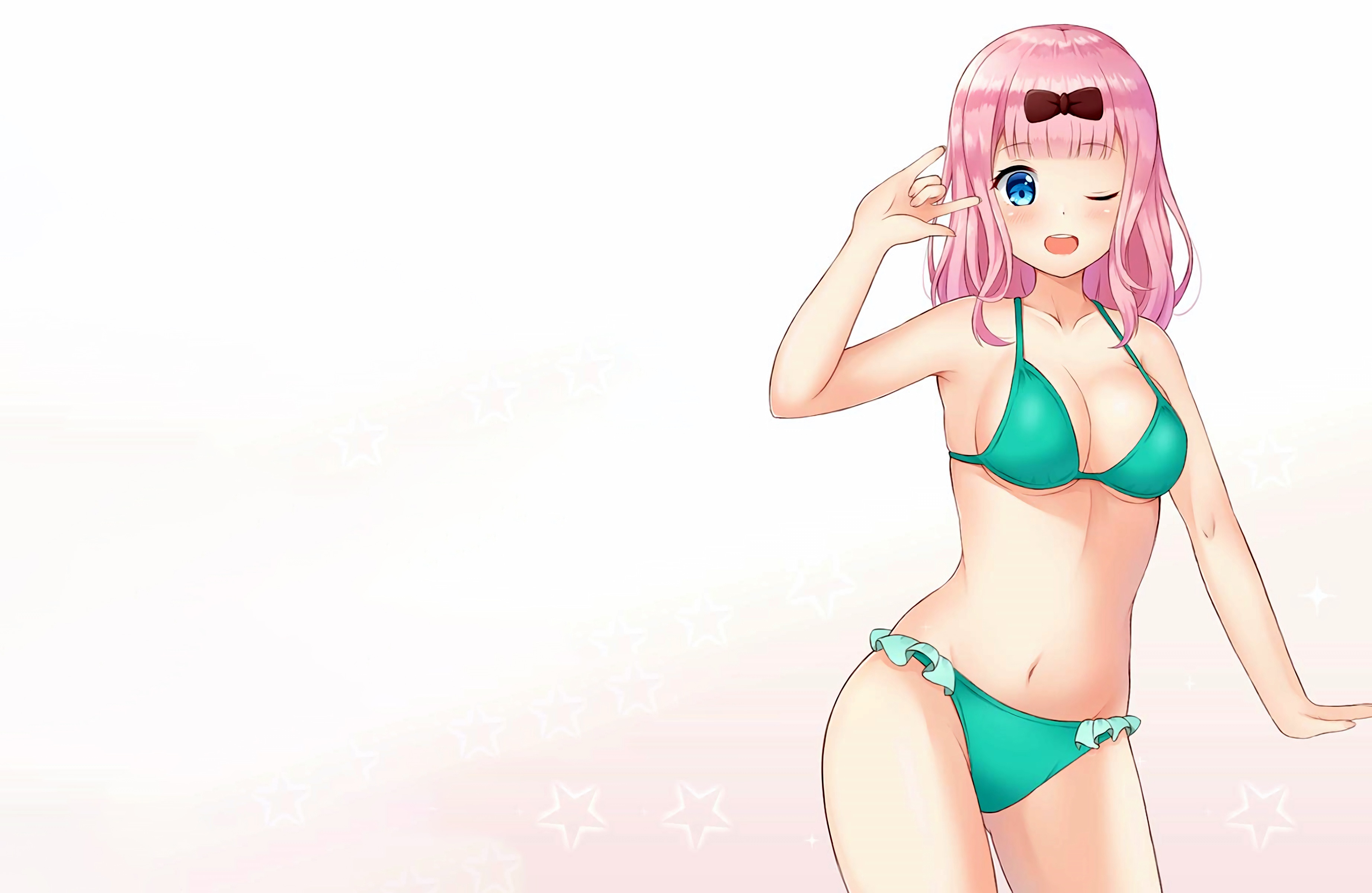 Wallpaper girl, sexy, lingerie, bra, cleavage, panties, pink hair, long  hair for mobile and desktop, section сэйнэн, resolution 3688x2400 - download