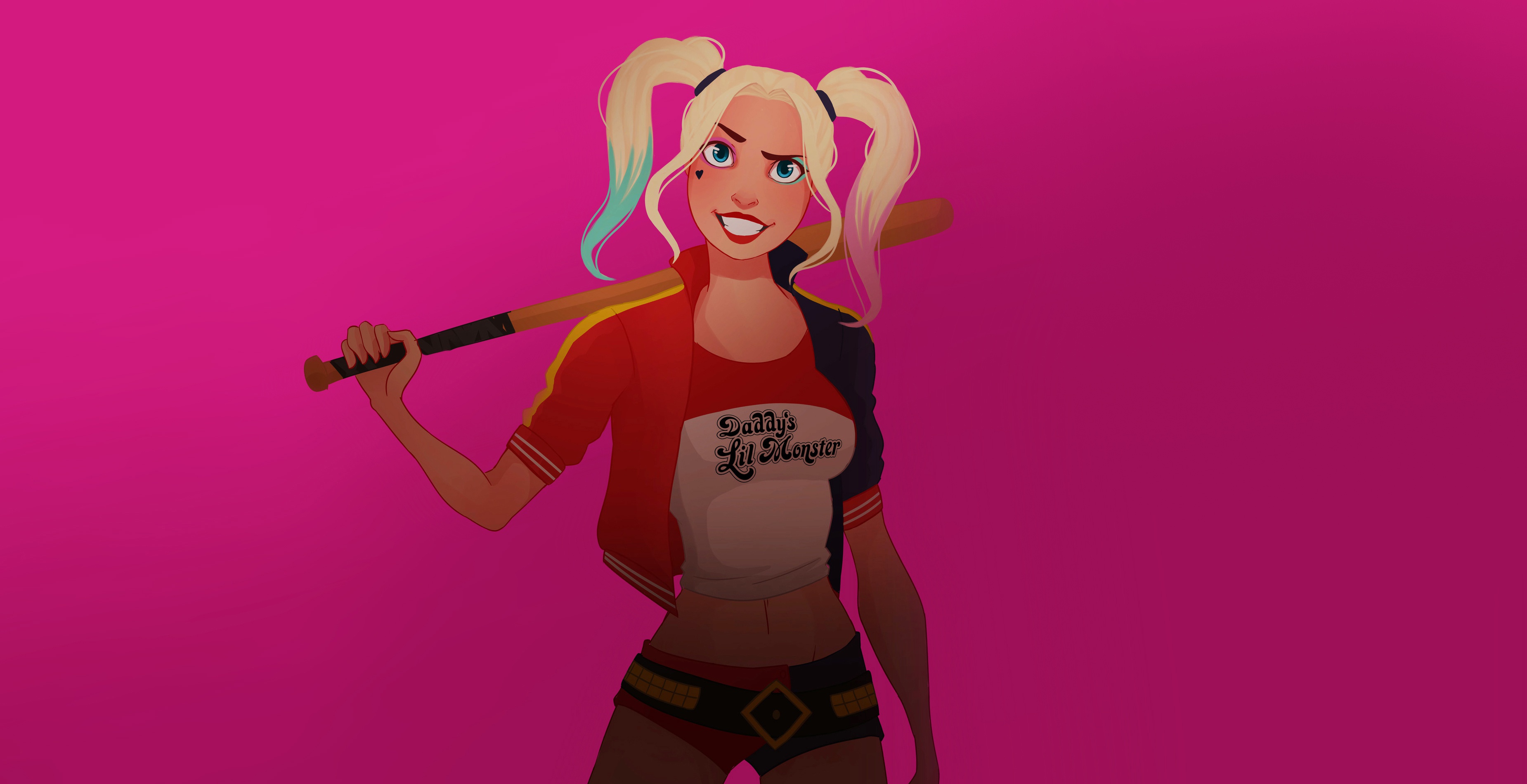 Wallpaper Figure, Bit, Harley, Art, Harley Quinn, Illustration, DC Comics, Harley  Quinn for mobile and desktop, section минимализм, resolution 3700x1900 -  download