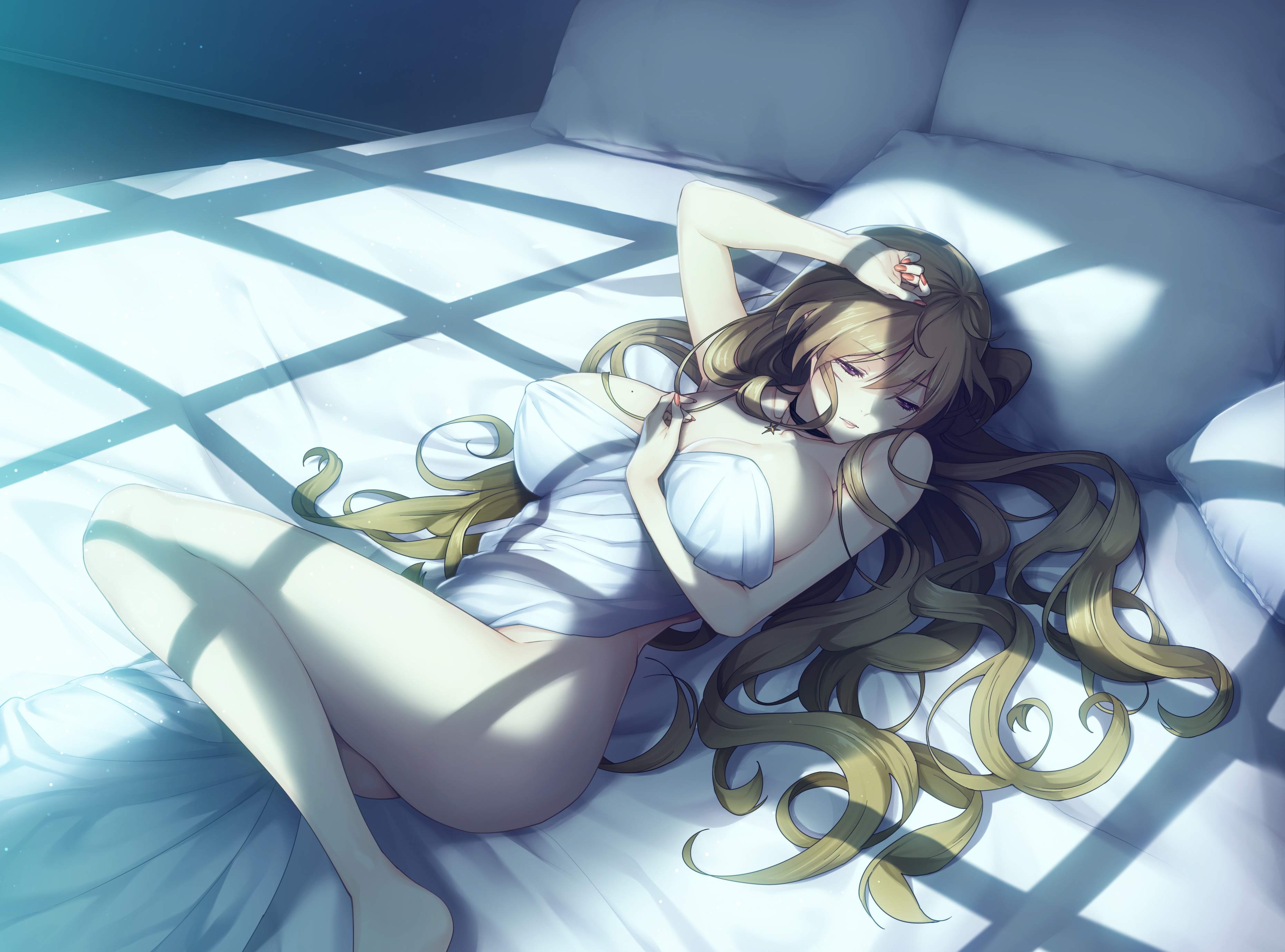 Wallpaper erotic, bed, sleep, games, anime, girl .blonde, Deep One for  mobile and desktop, section игры, resolution 3720x2756 - download