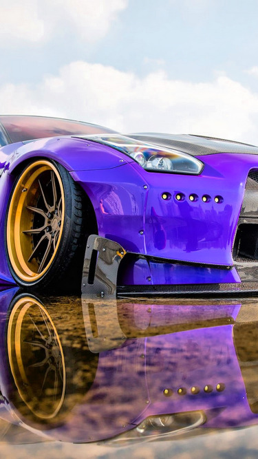 Download Wallpaper Nissan Gt R Tuning Nissan Gt R Widebody Purple