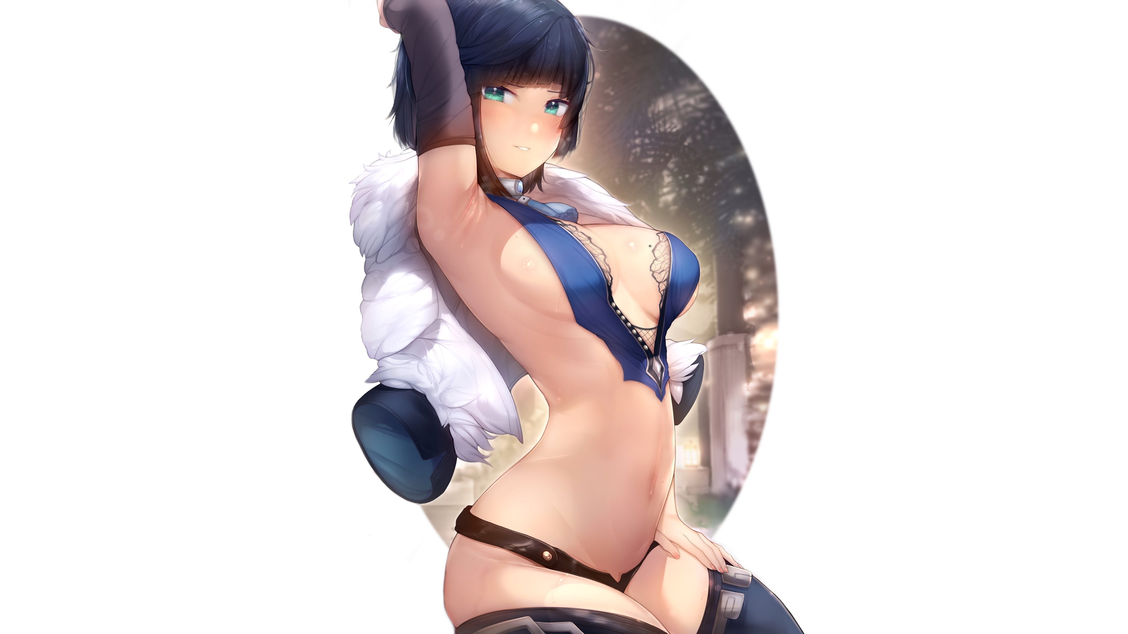 Download wallpaper girl, sexy, anime, pretty, babe, armpit, super sexy,  almost naked, section seinen in resolution 3840x2160