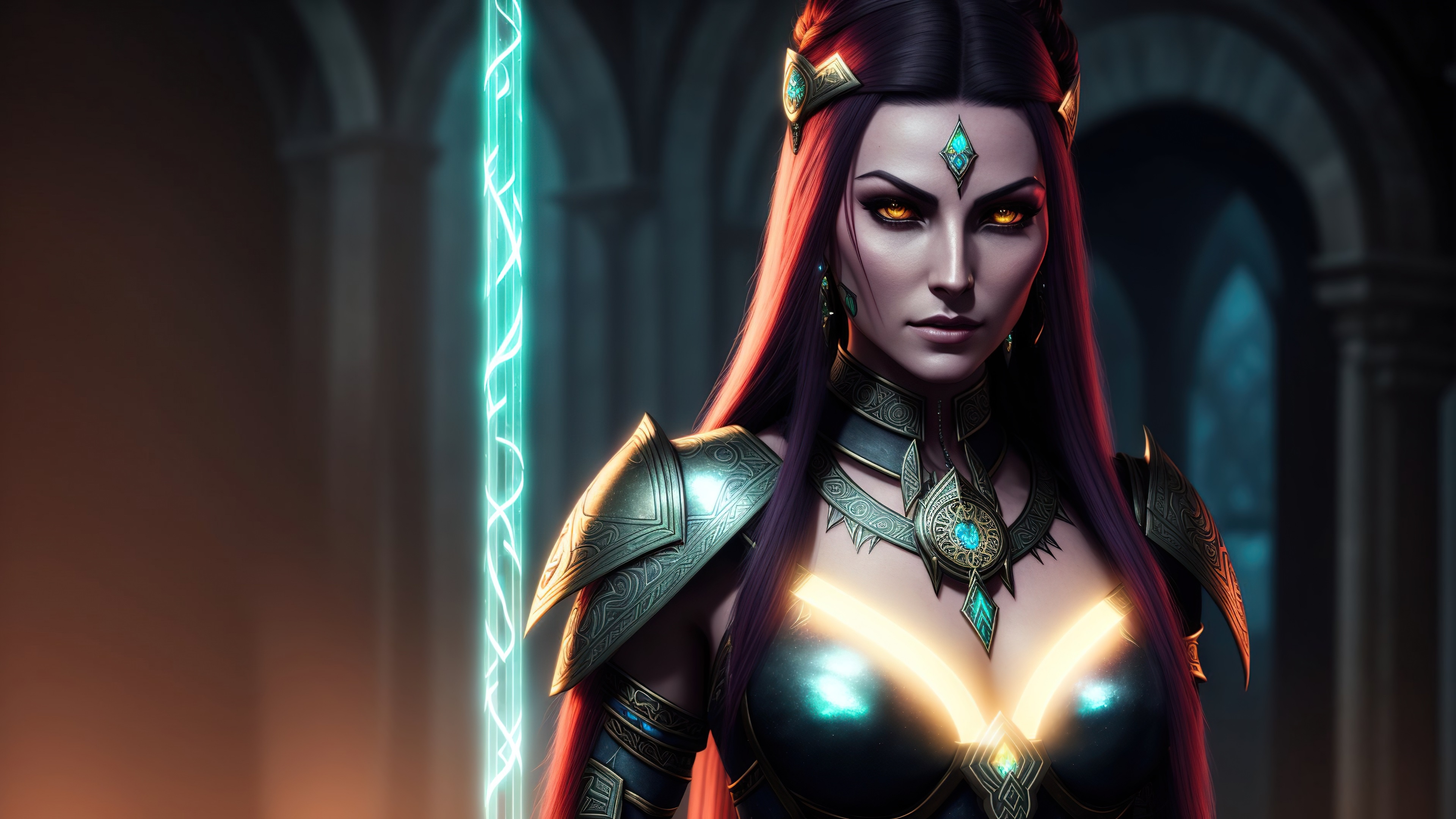 Download wallpaper girl, fantasy, armor, art, mage, Stable Diffusion ...