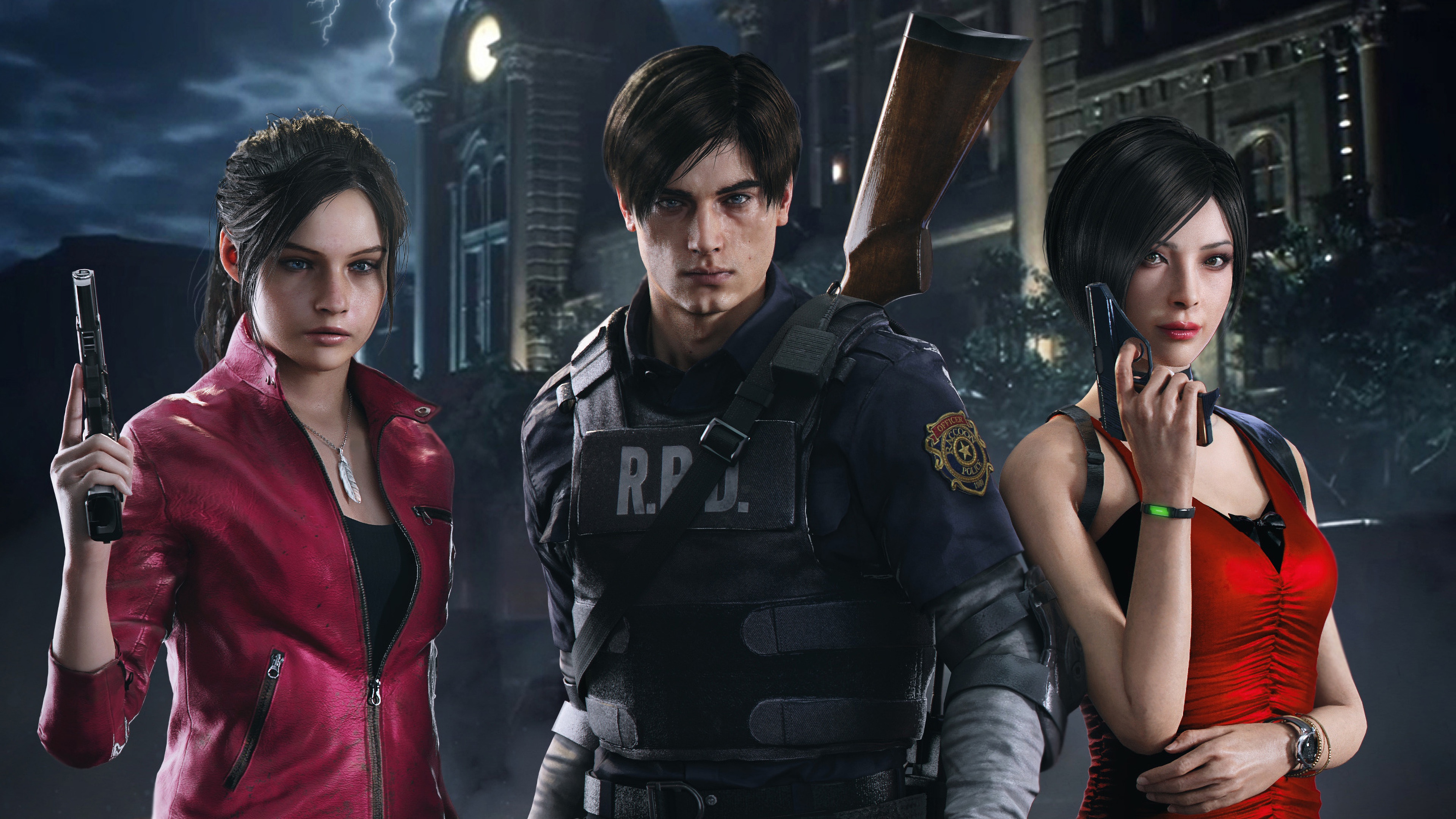 Wallpaper Resident Evil, Ada Wong, Claire Redfield, Leon S. Kennedy,  Resident Evil 2 for mobile and desktop, section игры, resolution 3840x2160  - download