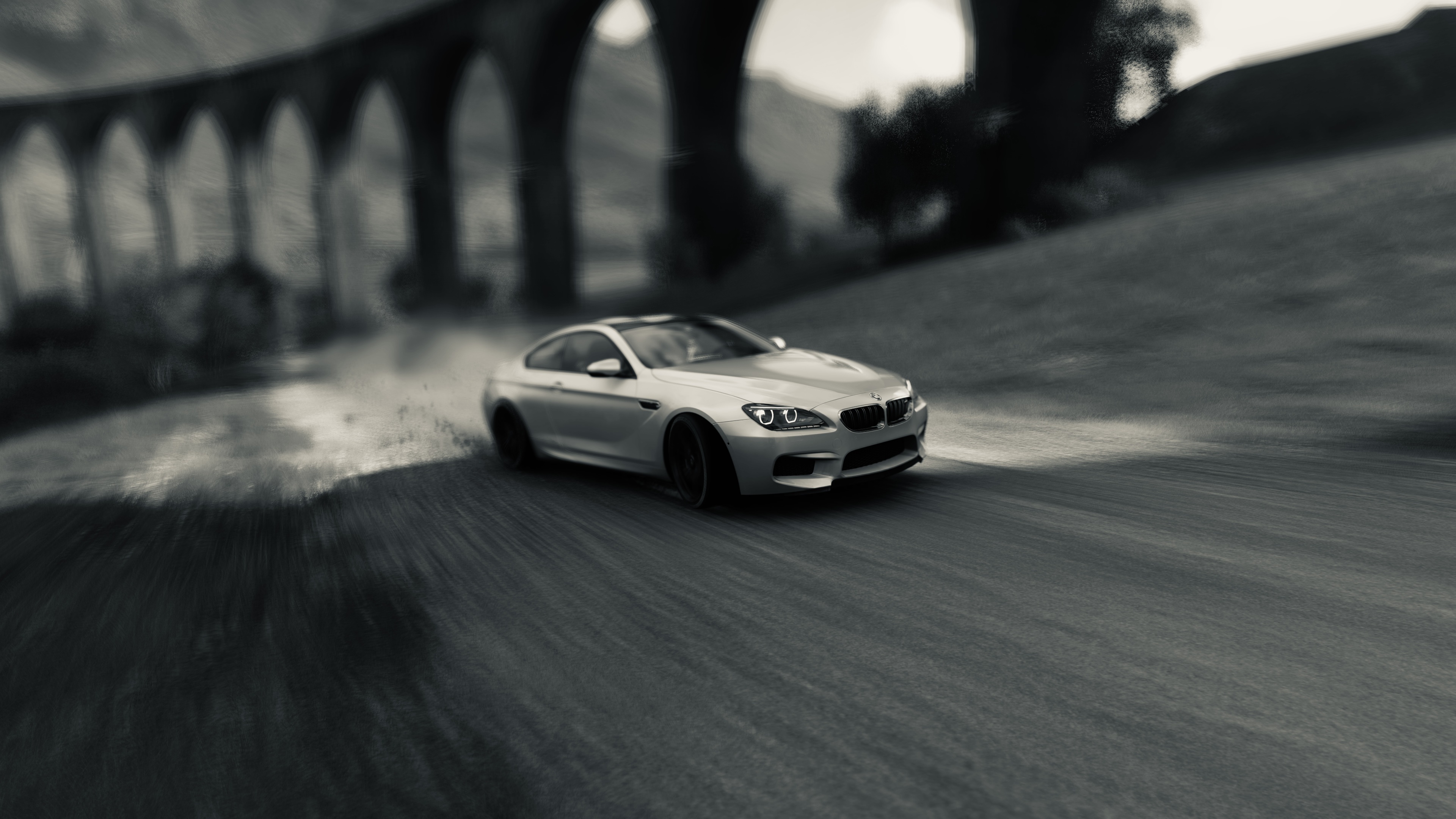 Download wallpaper HDR, BMW, Drift, Bridge, Coupe, Game, BMW M6, BMW M6  Coupe, section games in resolution 3840x2160