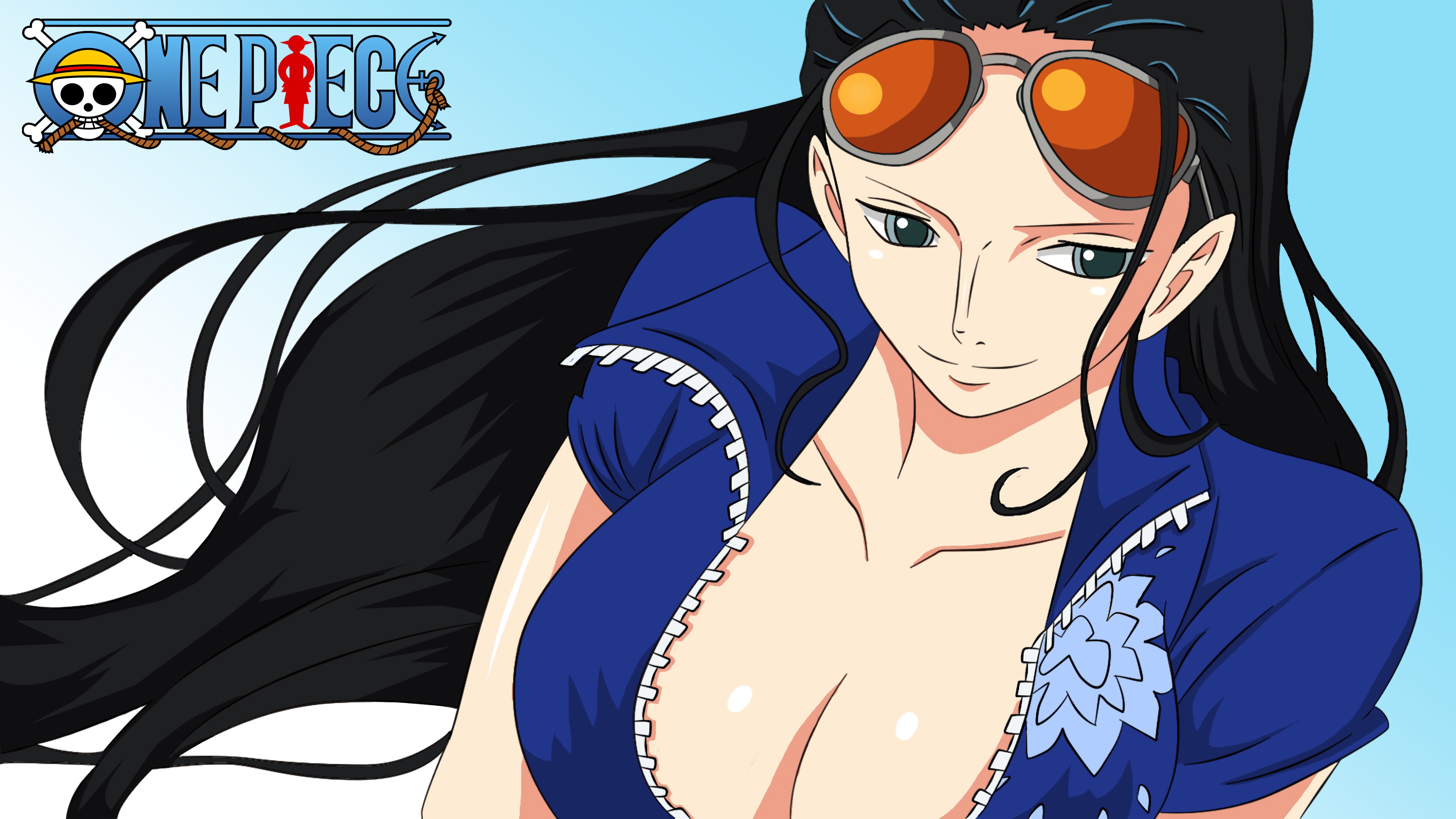 Download wallpaper girl, sexy, cleavage, One Piece, long hair, boobs, anime,  beautiful, section seinen in resolution 3840x2160