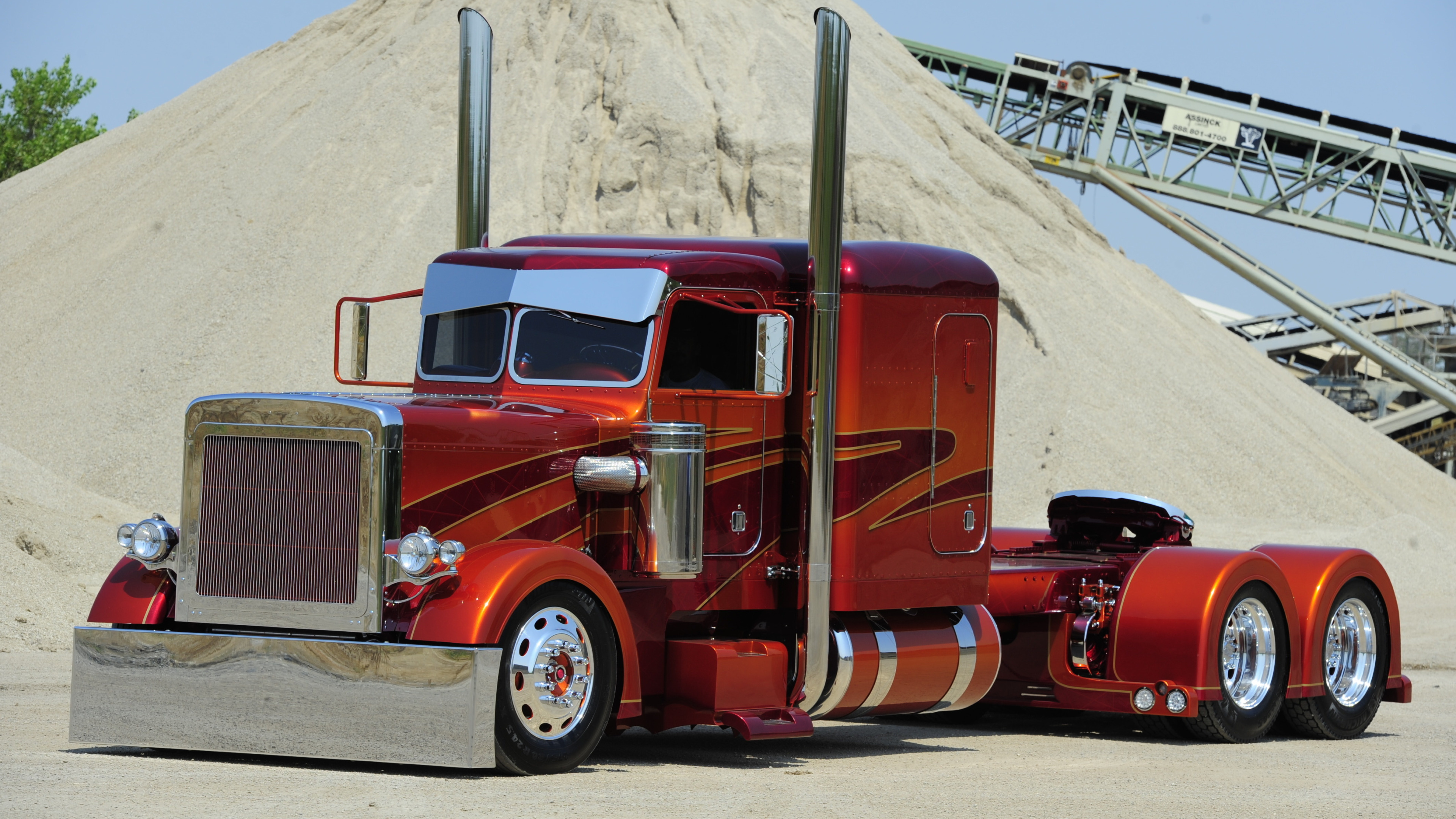 Download wallpaper Orange, Truck, Peterbilt, Brown, Silver, Customize ...