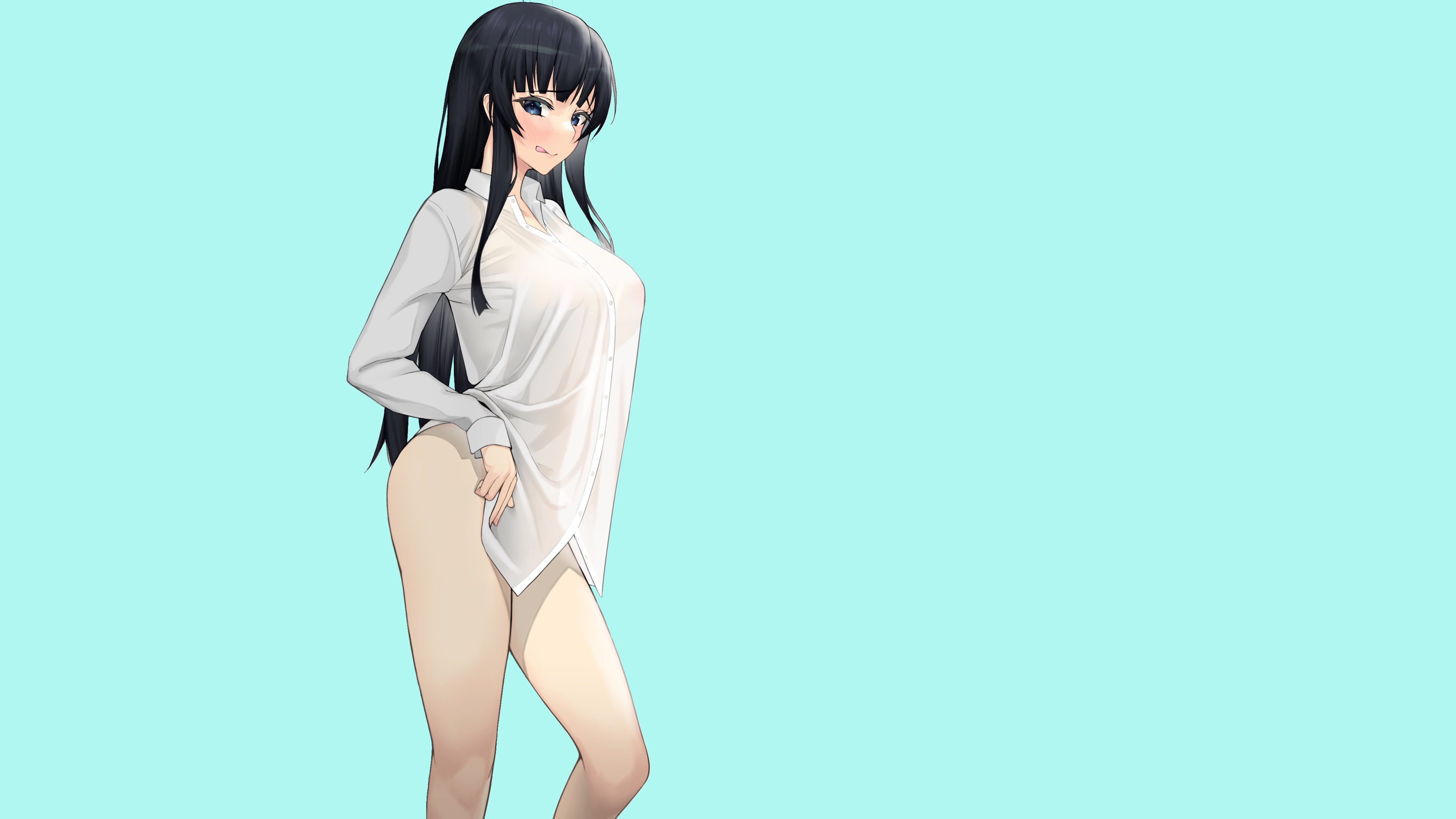 Wallpaper girl, hot, anime, pretty, babe, shirt, thighs, tight for mobile  and desktop, section сэйнэн, resolution 3840x2160 - download