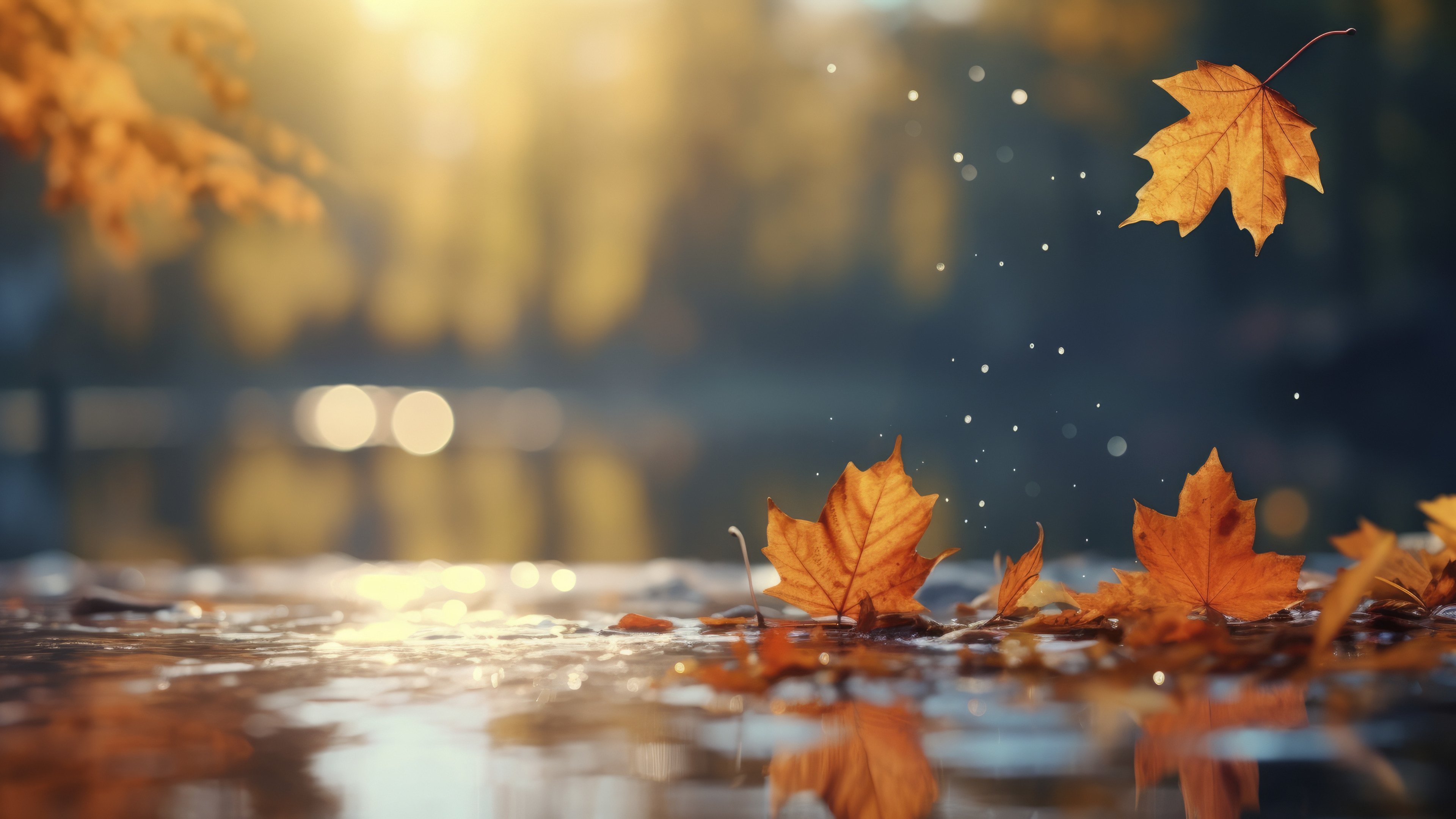 Download wallpaper autumn, leaves, Park, puddles, forest, park, autumn ...