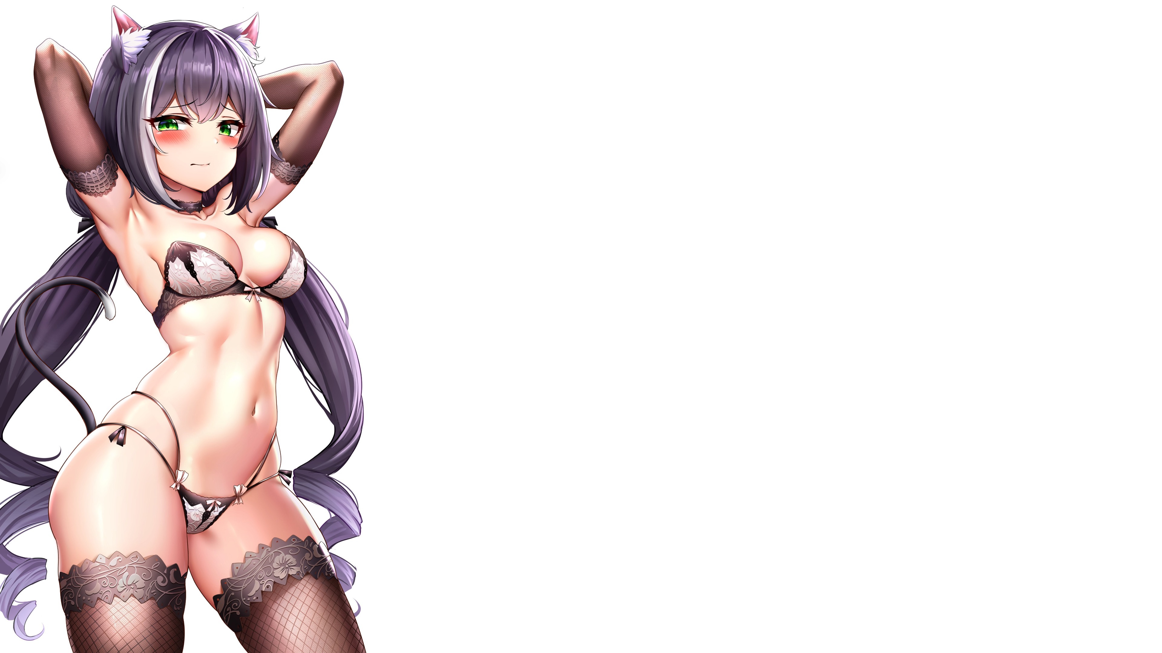 Download wallpaper girl, sexy, bra, Anime, panties, pretty, purple,  Nothing, section seinen in resolution 3840x2160