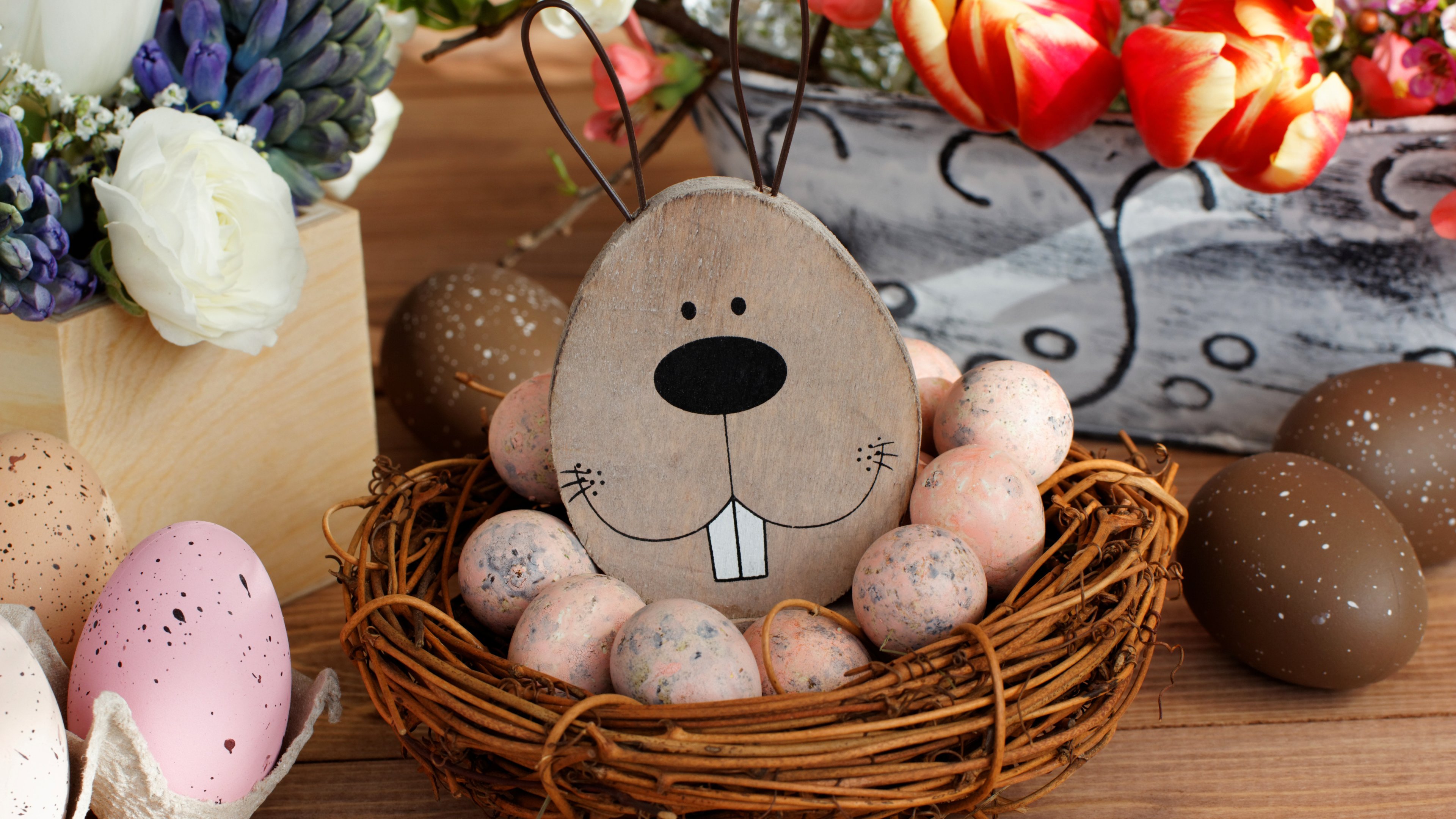 Download wallpaper holiday, figure, eggs, rabbit, Easter, section ...