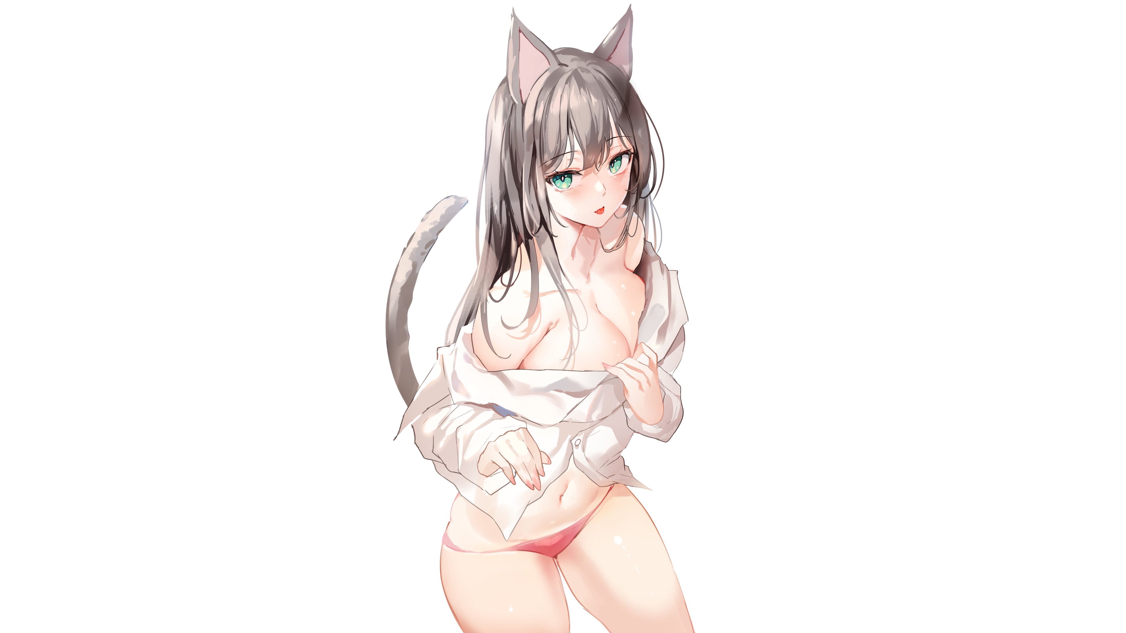 Wallpaper girl, sexy, cleavage, Anime, pussy, boobs, pretty, kitty for  mobile and desktop, section сэйнэн, resolution 3840x2160 - download